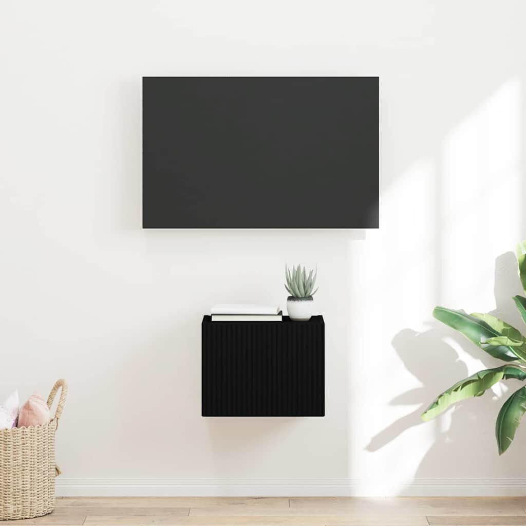 vidaXL TV стенен шкаф 39 x 31 x 295 см Черно Инженерна дървесина