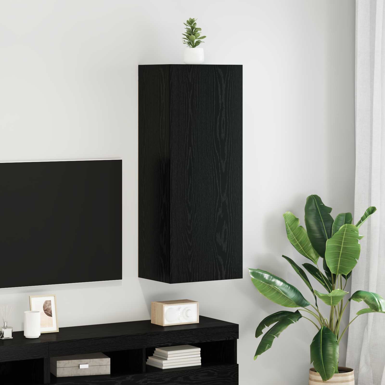 vidaXL TV стенен шкаф 405 x 30 x 102 см Черния дъб