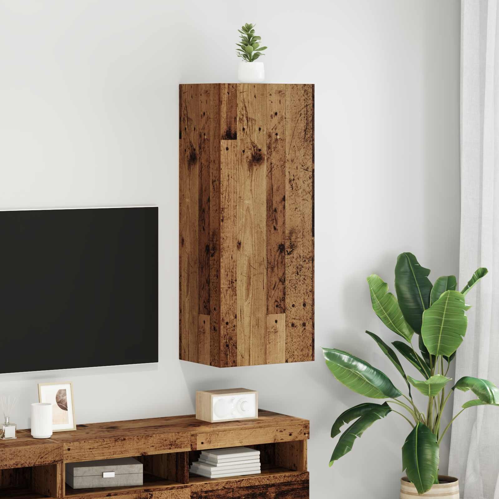 vidaXL TV стенен шкаф 405 x 30 x 102 см Старо дърво