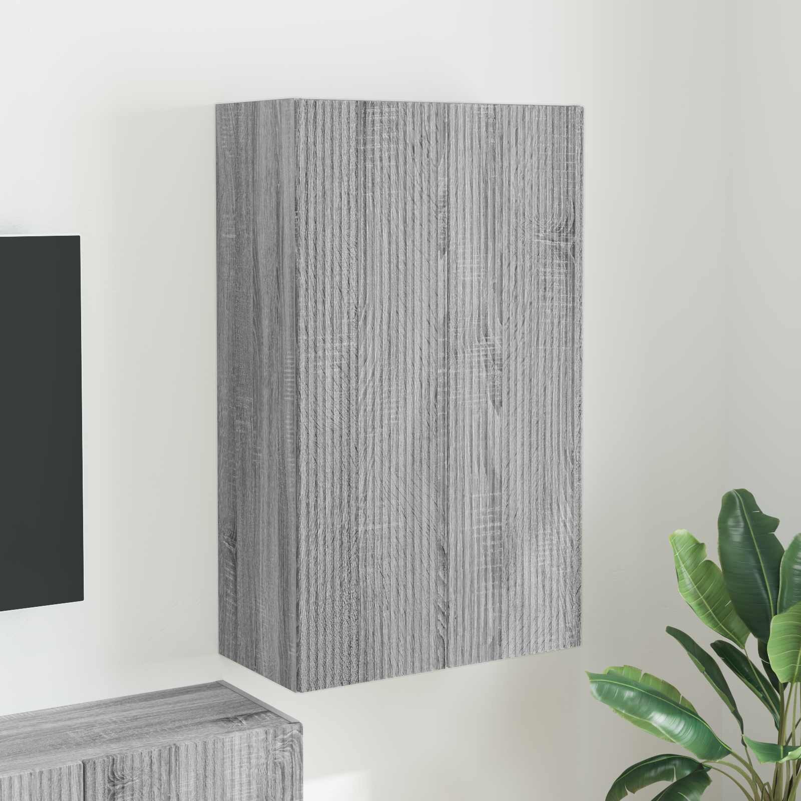 vidaXL TV стенен шкаф 595 x 31 x 100 см Сив Сонома