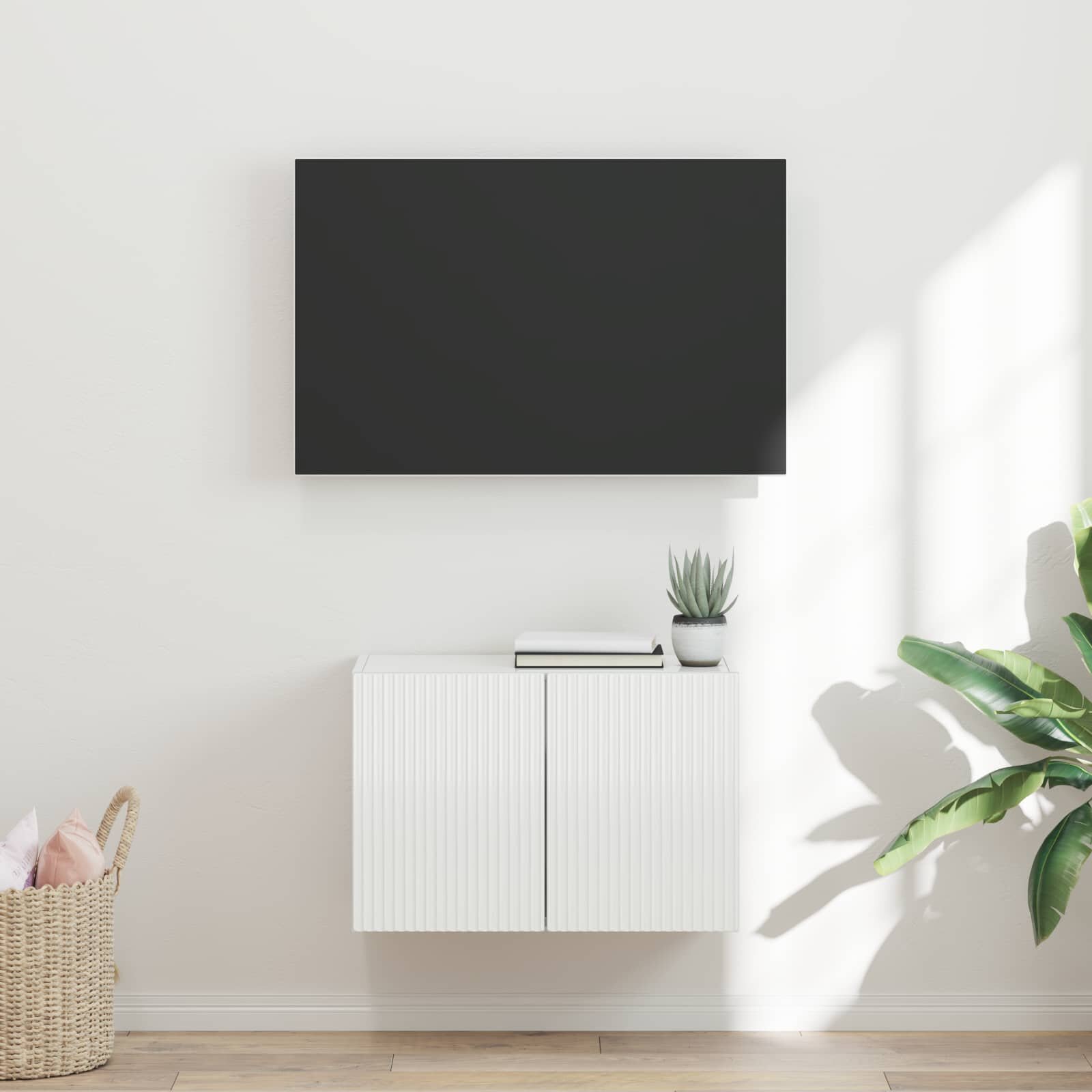 vidaXL TV стенен шкаф 595 x 31 x 40 см Лъскаво бяло