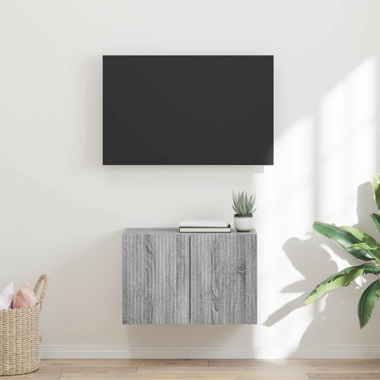 vidaXL TV стенен шкаф 595 x 31 x 40 см Сив Сонома Инженерна дървесина