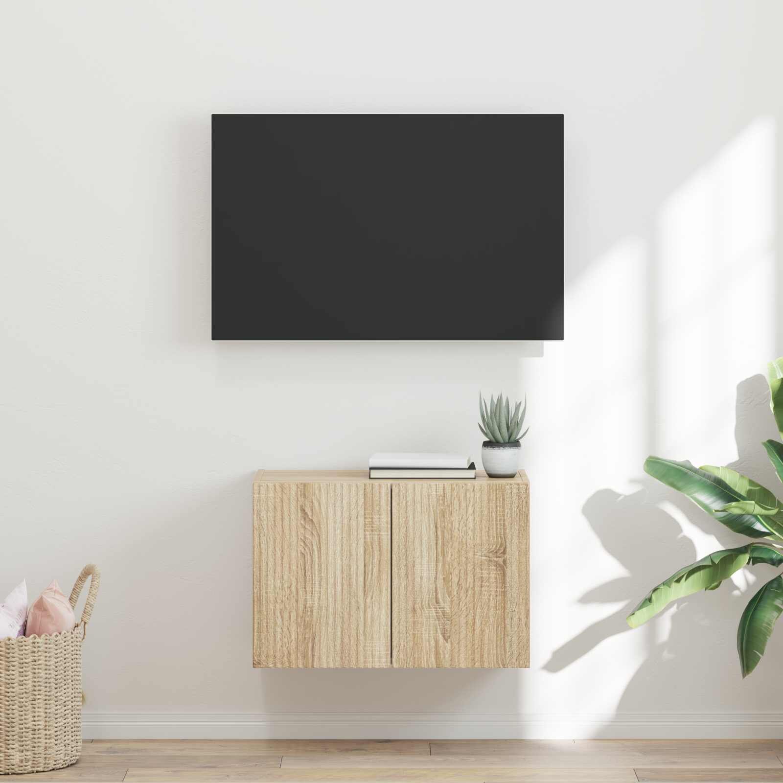 vidaXL TV стенен шкаф 595 x 31 x 40 см Сонома дъб Инженерна дървесина
