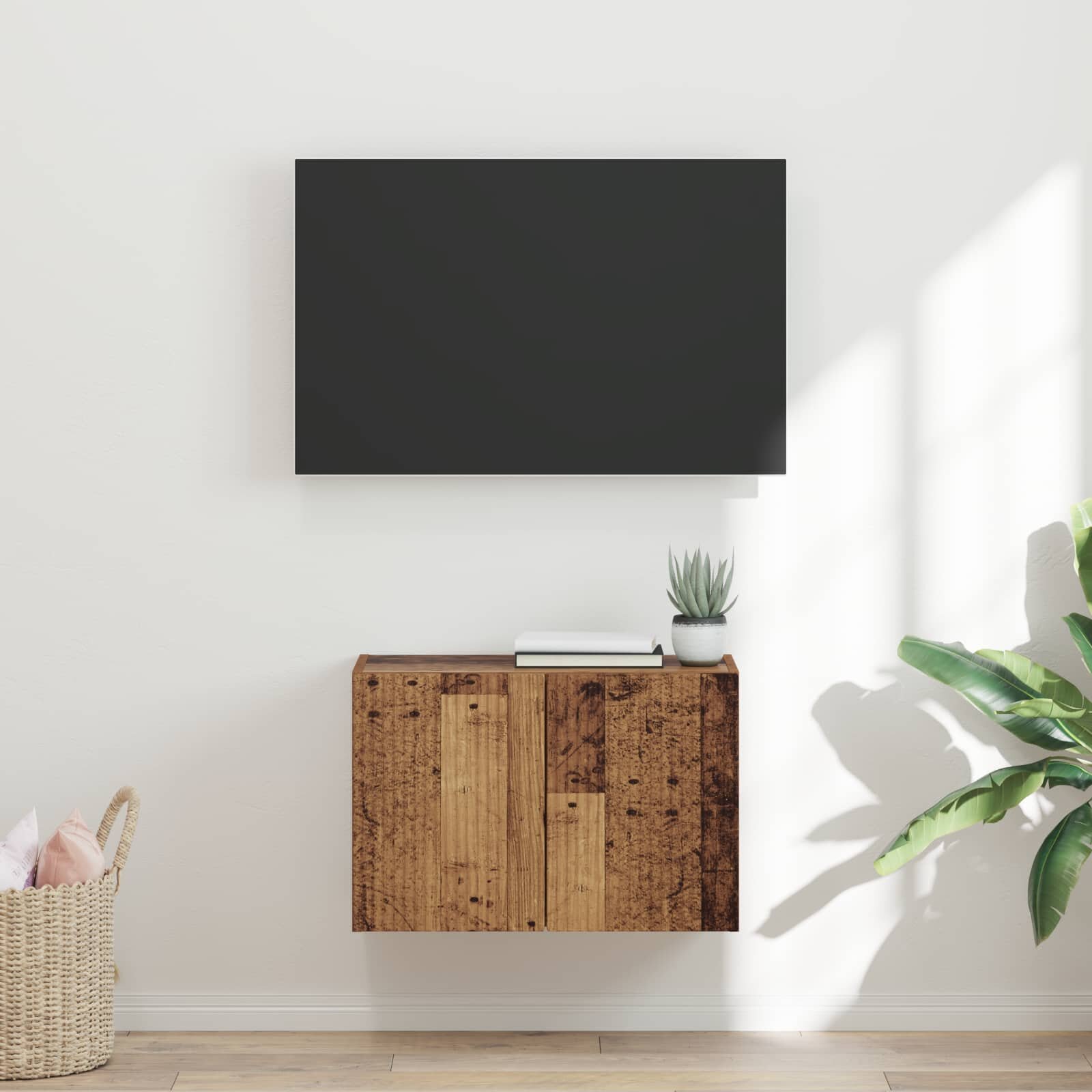 vidaXL TV стенен шкаф 595 x 31 x 40 см Старо дърво
