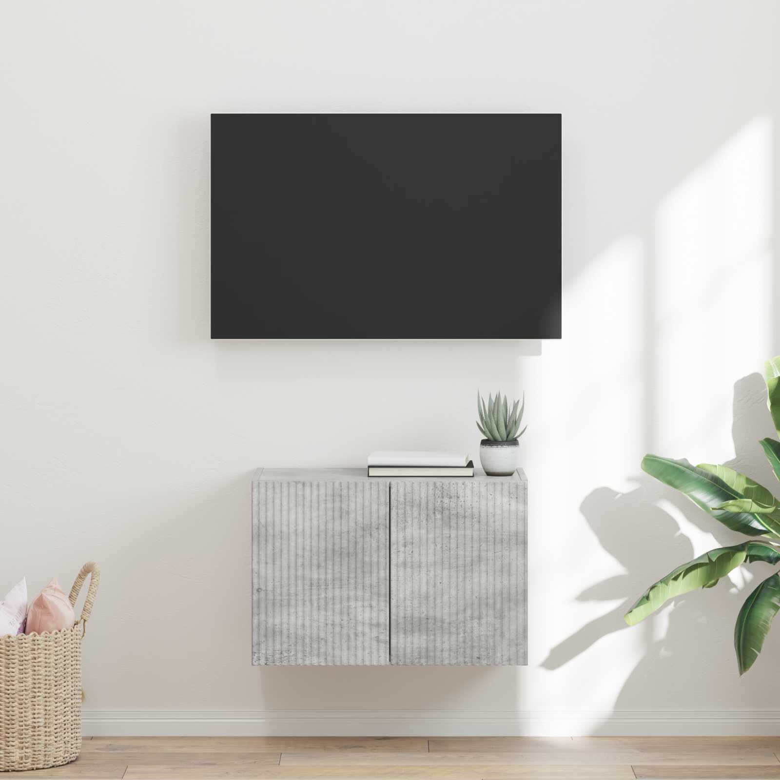 vidaXL TV стенен шкаф 595 x 31 x 40 см Циментено сиво