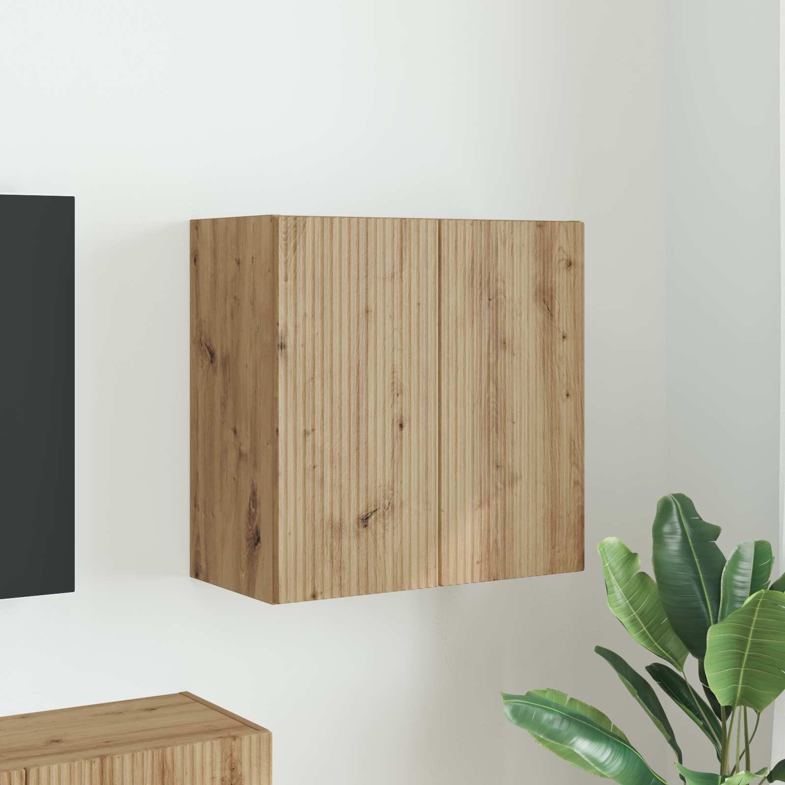 vidaXL TV стенен шкаф 595 x 31 x 60 см Дъб Инженерна дървесина