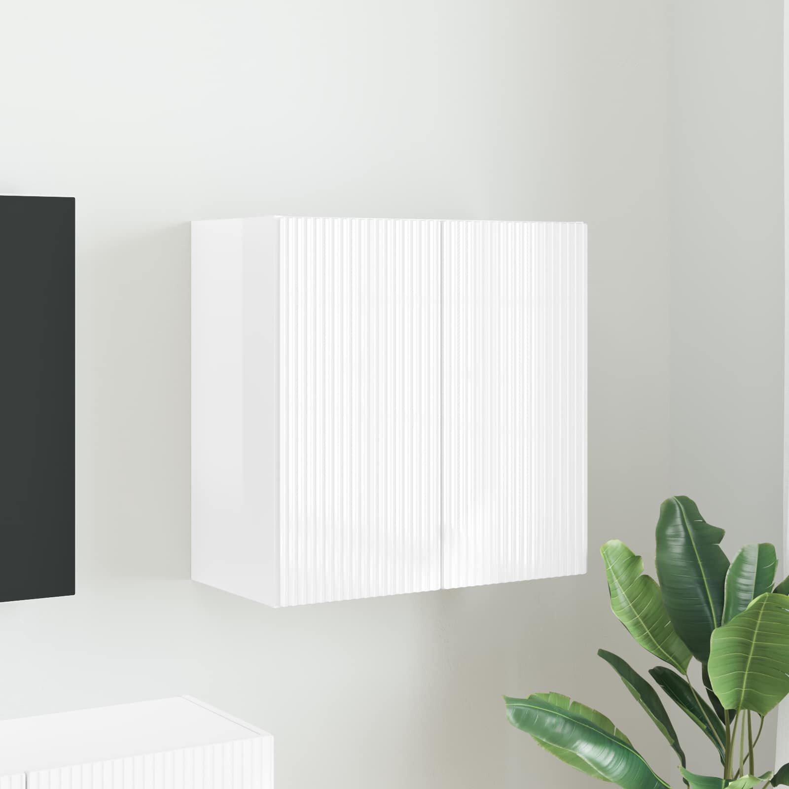 vidaXL TV стенен шкаф 595 x 31 x 60 см Лъскаво бяло