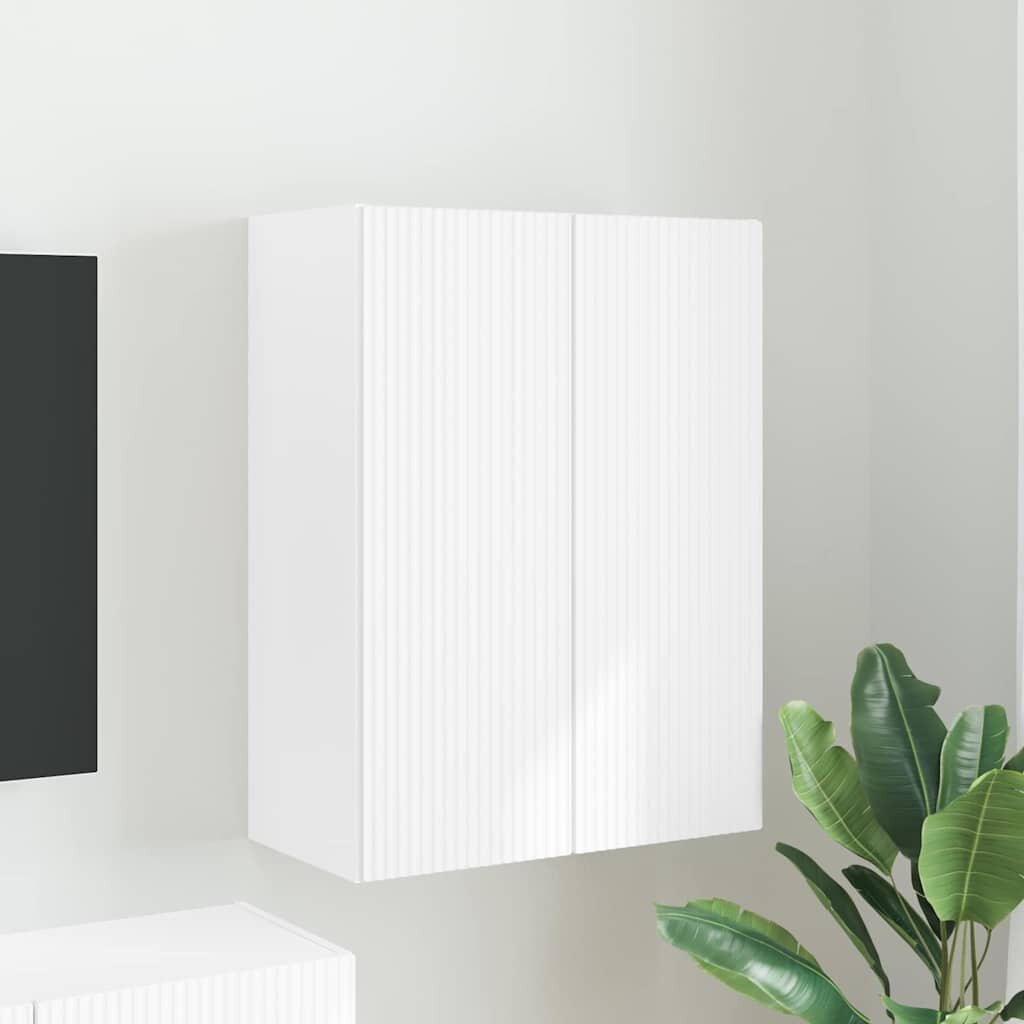vidaXL TV стенен шкаф 595 x 31 x 80 см Бяло Инженерна дървесина