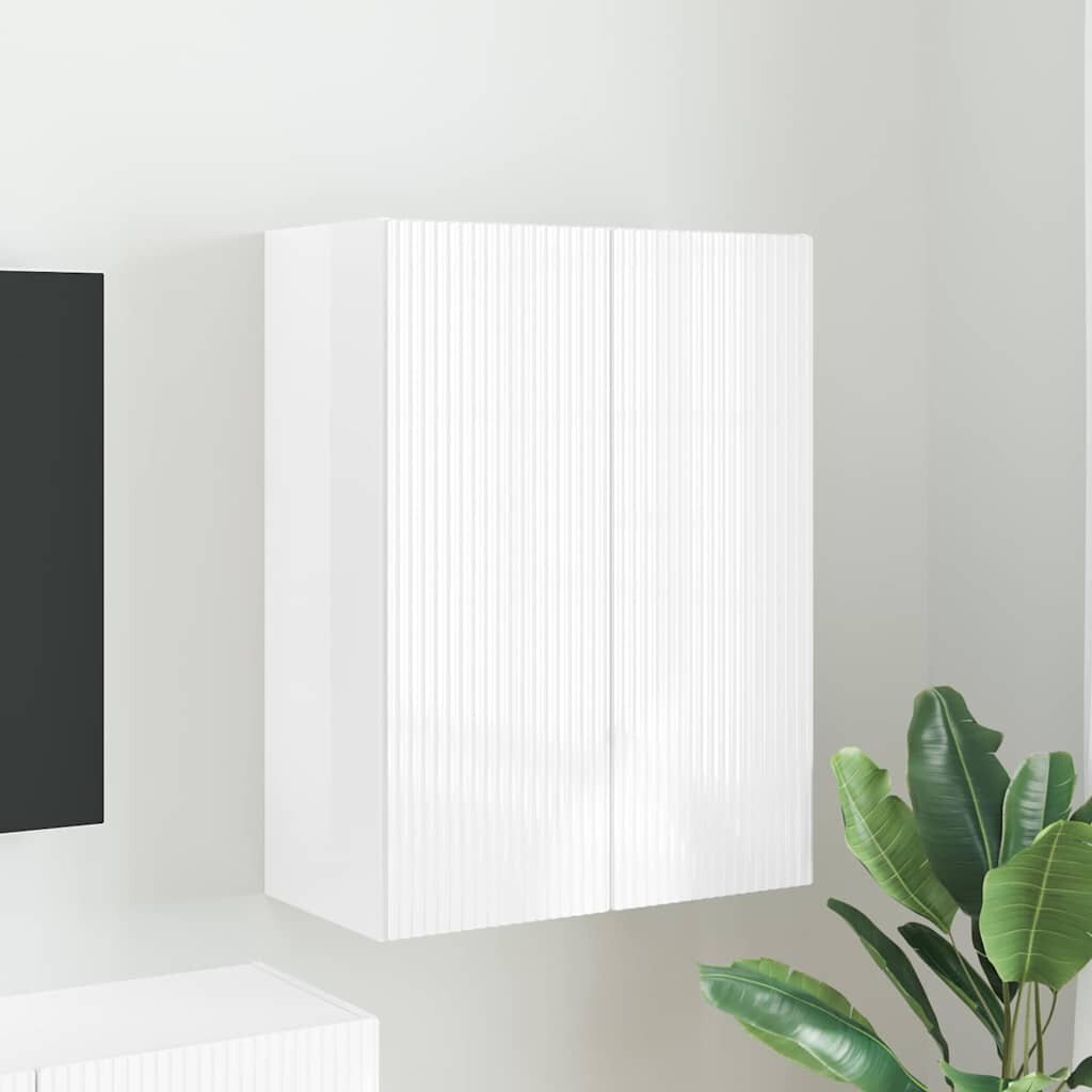 vidaXL TV стенен шкаф 595 x 31 x 80 см Лъскаво бяло