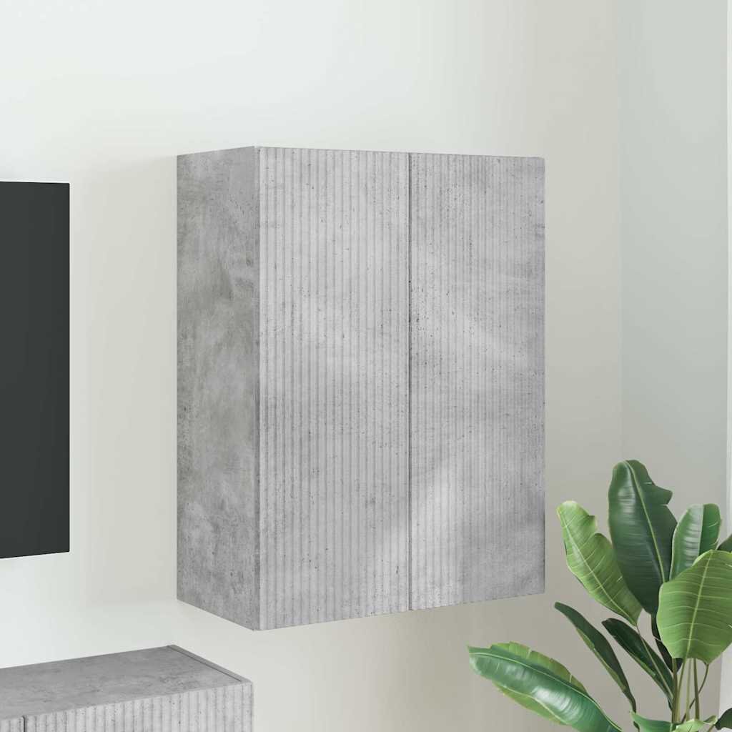 vidaXL TV стенен шкаф 595 x 31 x 80 см Циментено сиво
