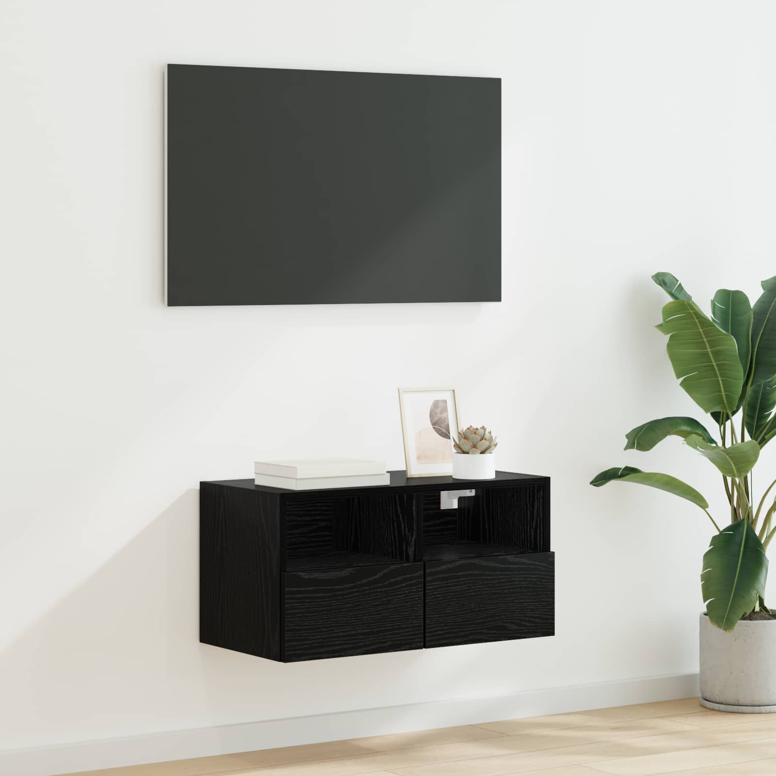vidaXL TV стенен шкаф 60 x 30 x 30 cm Черния дъб Инженерна дървесина