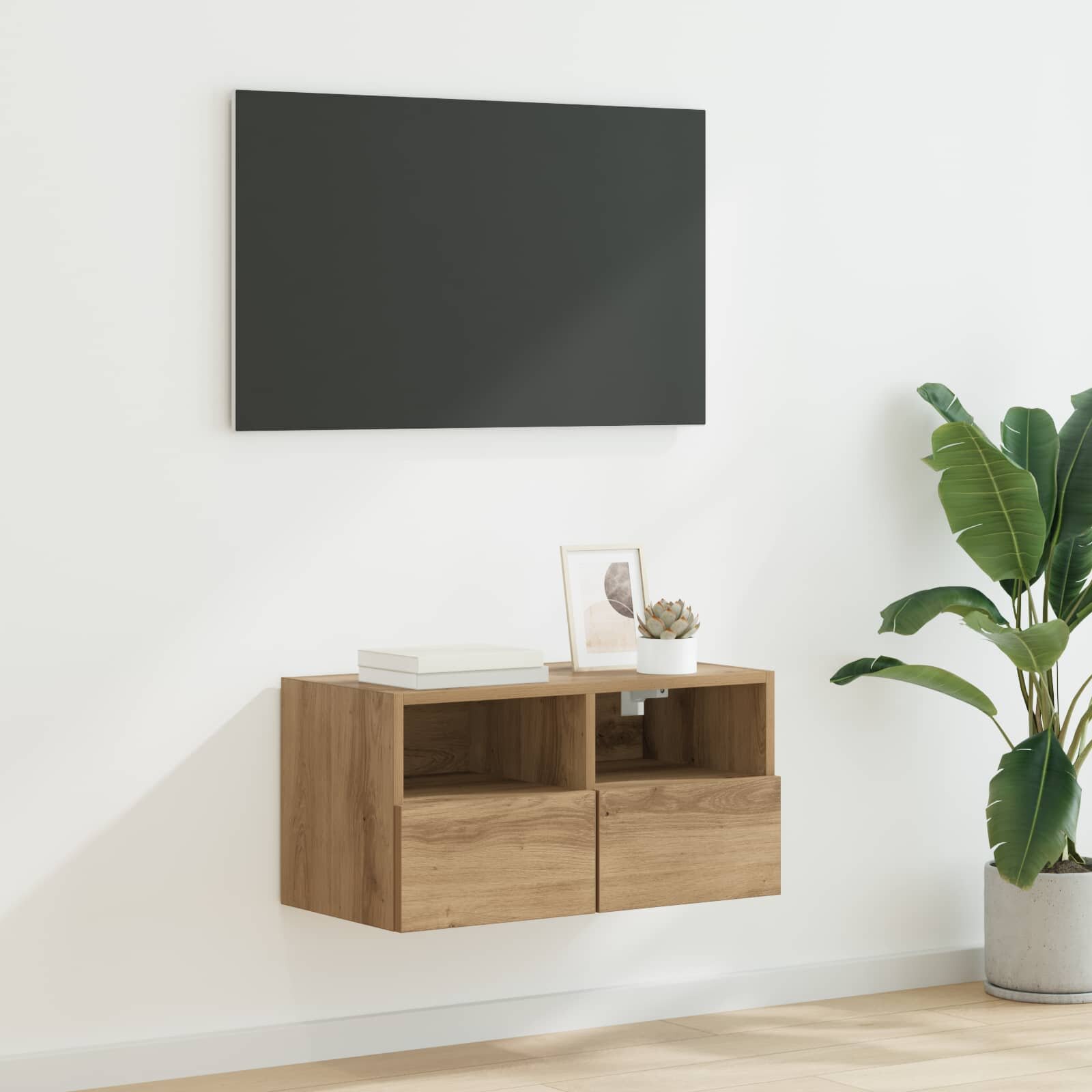 vidaXL TV стенен шкаф 60 x 30 x 30 cm Дъб Инженерна дървесина