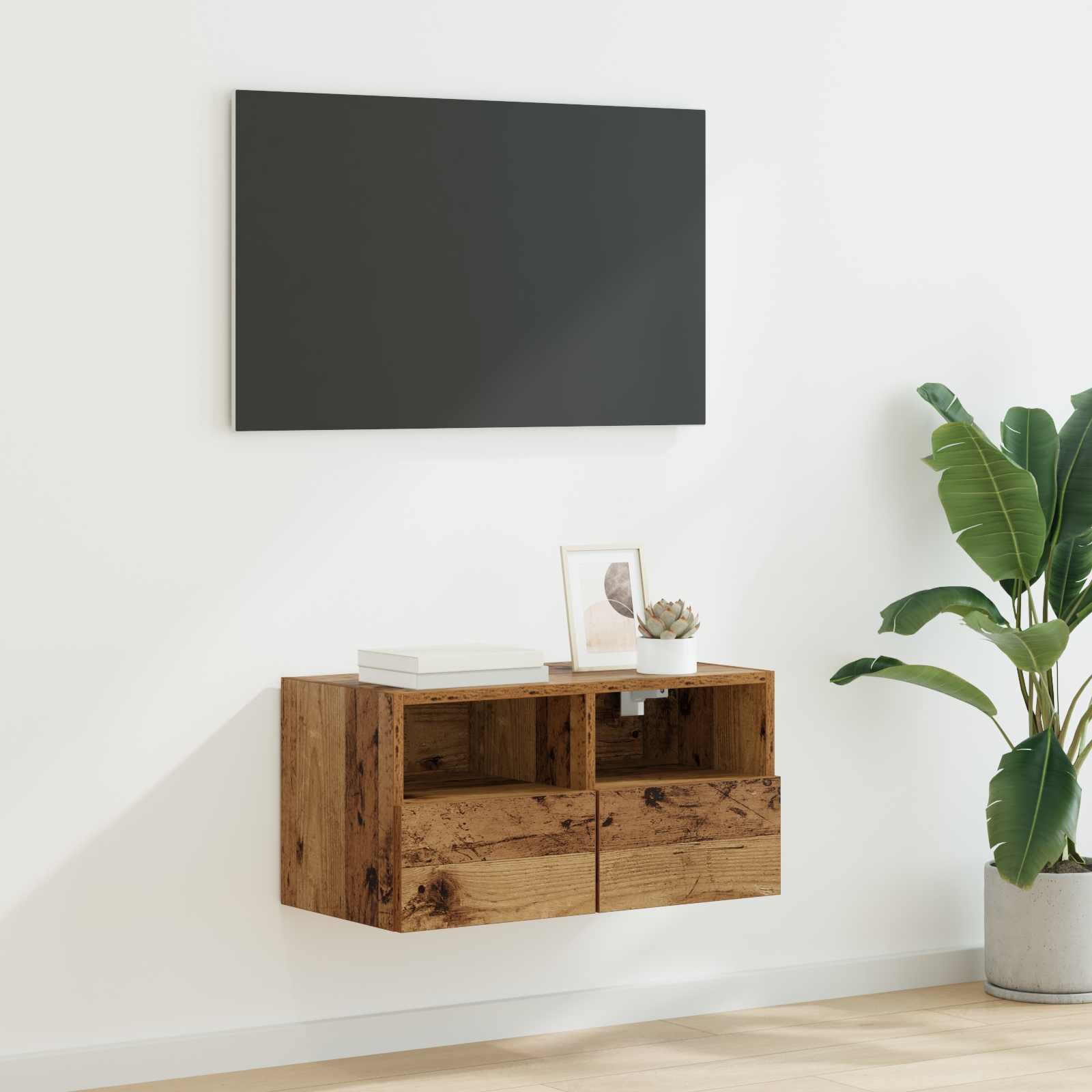 vidaXL TV стенен шкаф 60 x 30 x 30 cm Старо дърво Инженерна дървесина