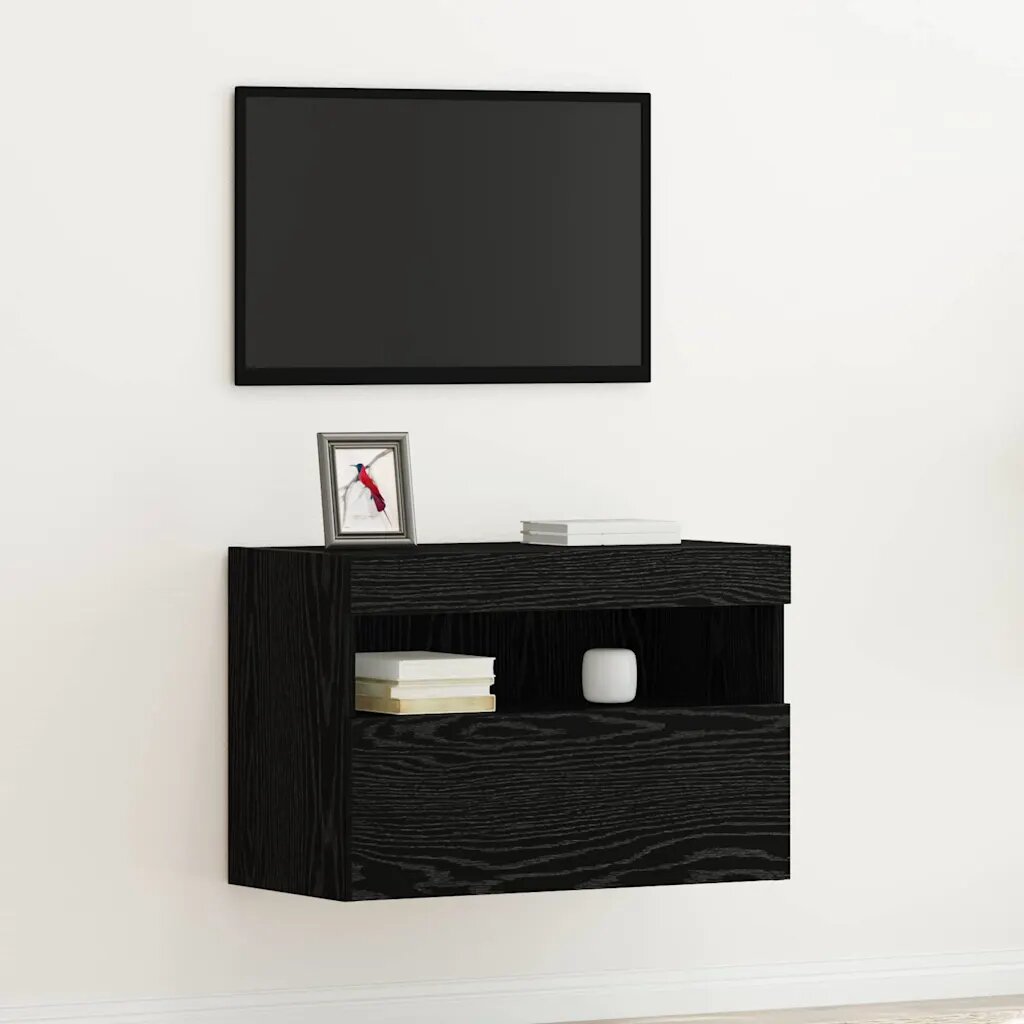 vidaXL TV стенен шкаф 60 x 30 x 40 см Черен дъб Инженерна дървесина