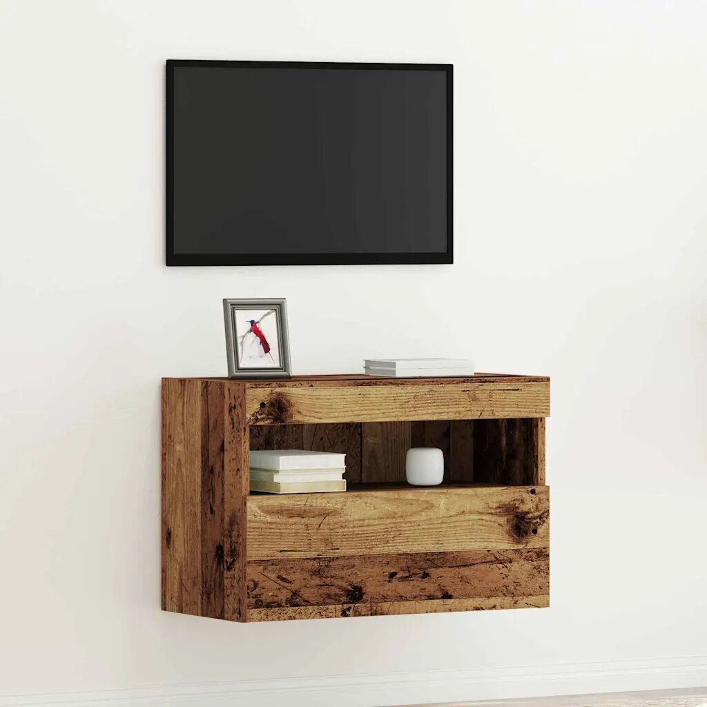 vidaXL TV стенен шкаф 60 x 30 x 40 см Старо дърво Инженерна дървесина