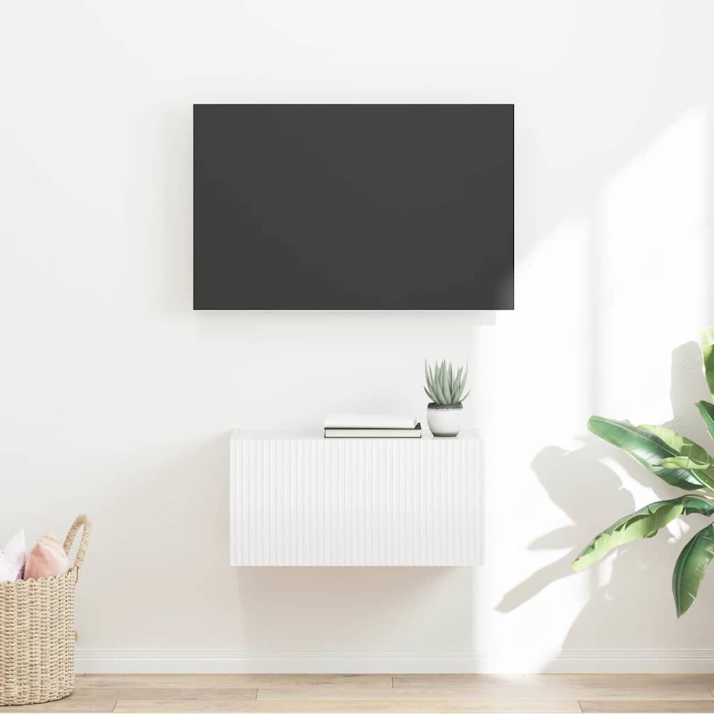 vidaXL TV стенен шкаф 60 x 31 x 295 см Гланц бяло Инженерна дървесина