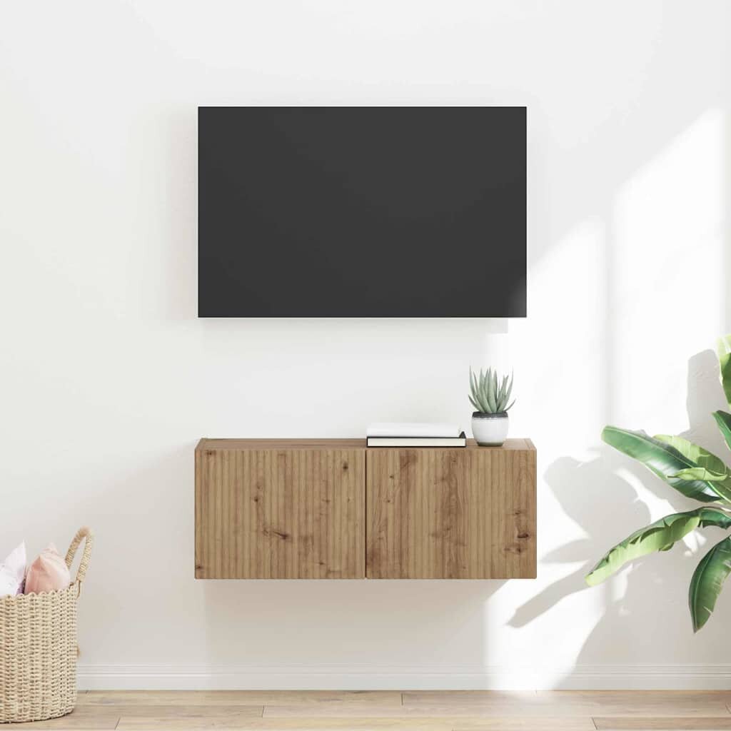 vidaXL TV стенен шкаф 785 x 30 x 295 cm Дъб артизан