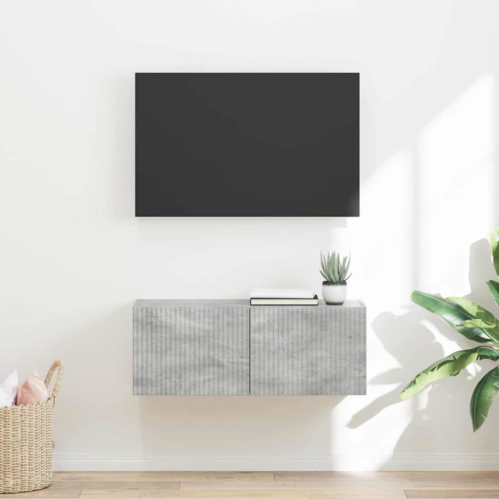 vidaXL TV стенен шкаф 785 x 31 x 295 см Бетон Инженерна дървесина