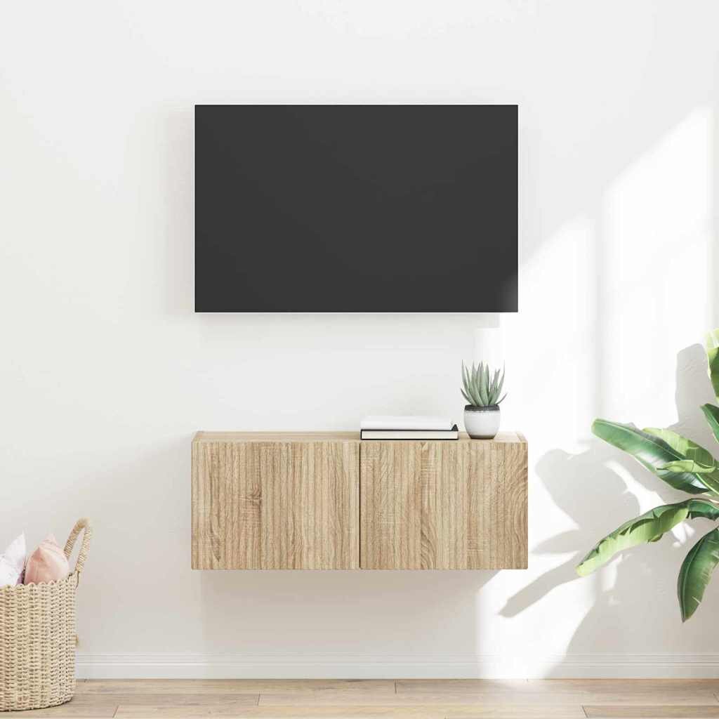 vidaXL TV стенен шкаф 785 x 31 x 295 см Сонома Инженерна дървесина