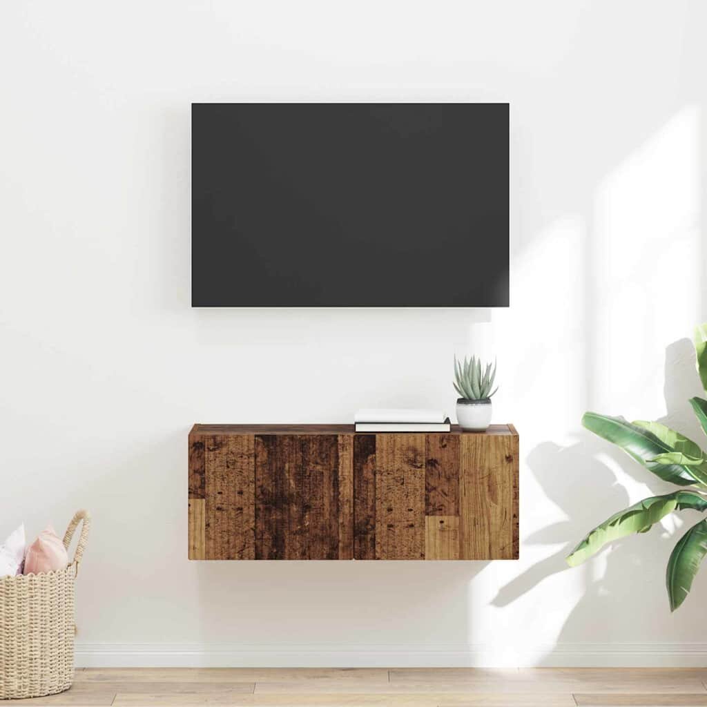 vidaXL TV стенен шкаф 785 x 31 x 295 см Старо дърво