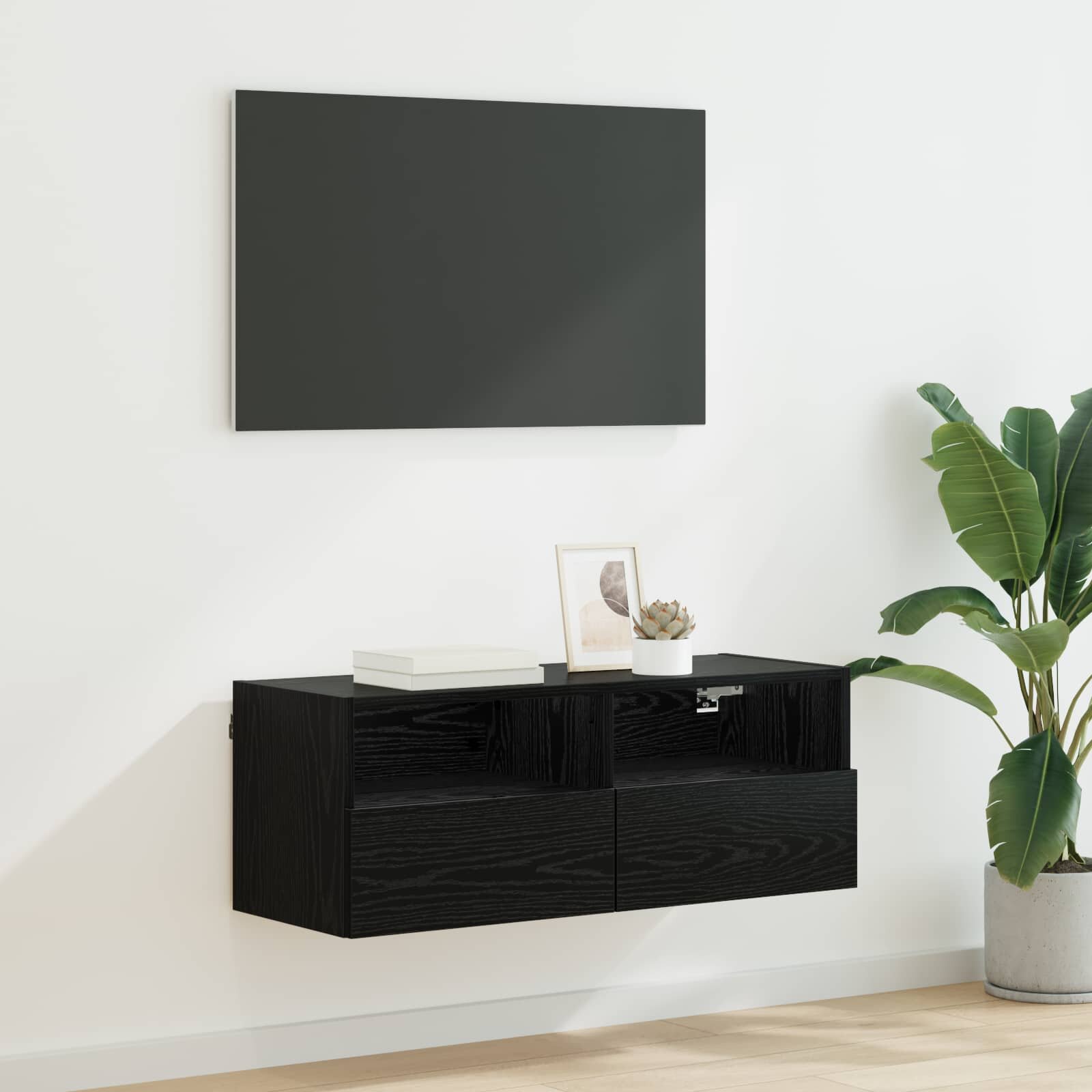 vidaXL TV стенен шкаф 80 x 30 x 30 см Черния дъб Инженерна дървесина