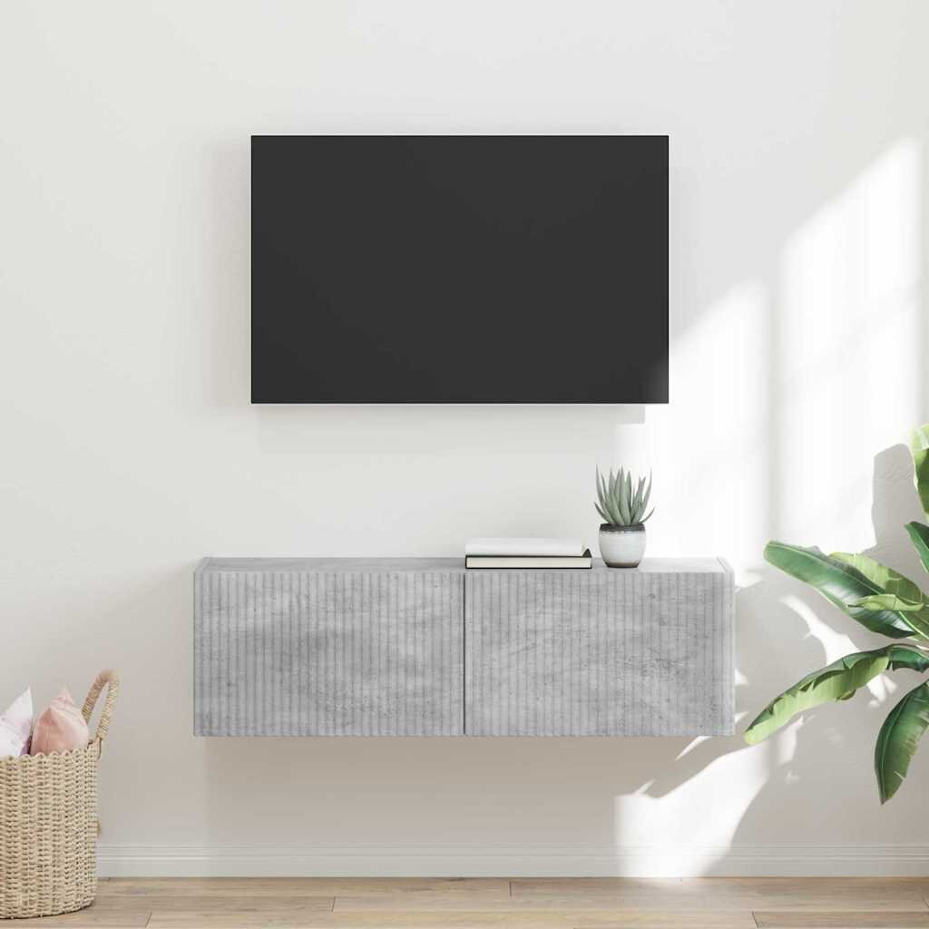 vidaXL TV стенен шкаф 98 x 31 x 295 см Бетон Инженерна дървесина