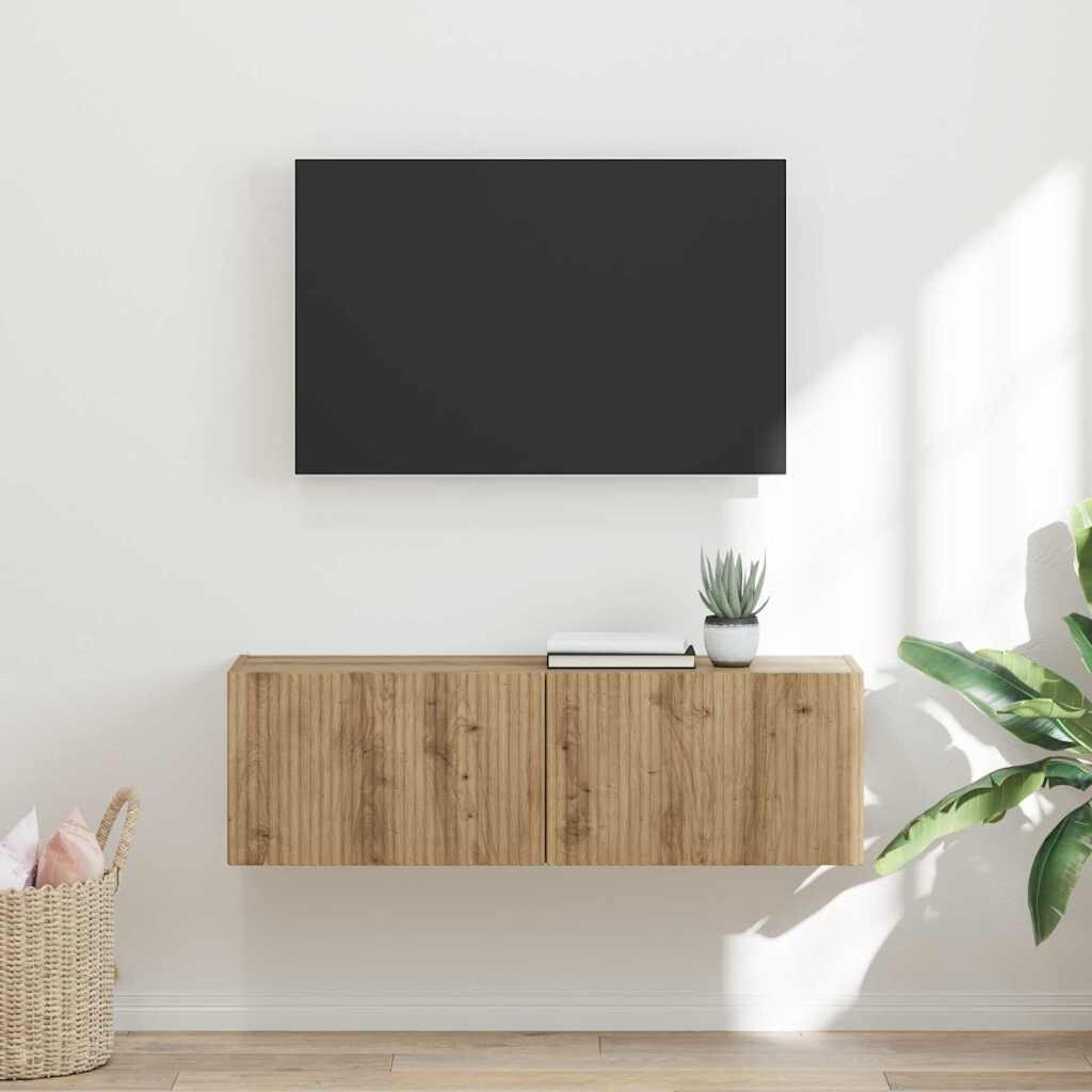 vidaXL TV стенен шкаф 98 x 31 x 295 см Дъб Артизан