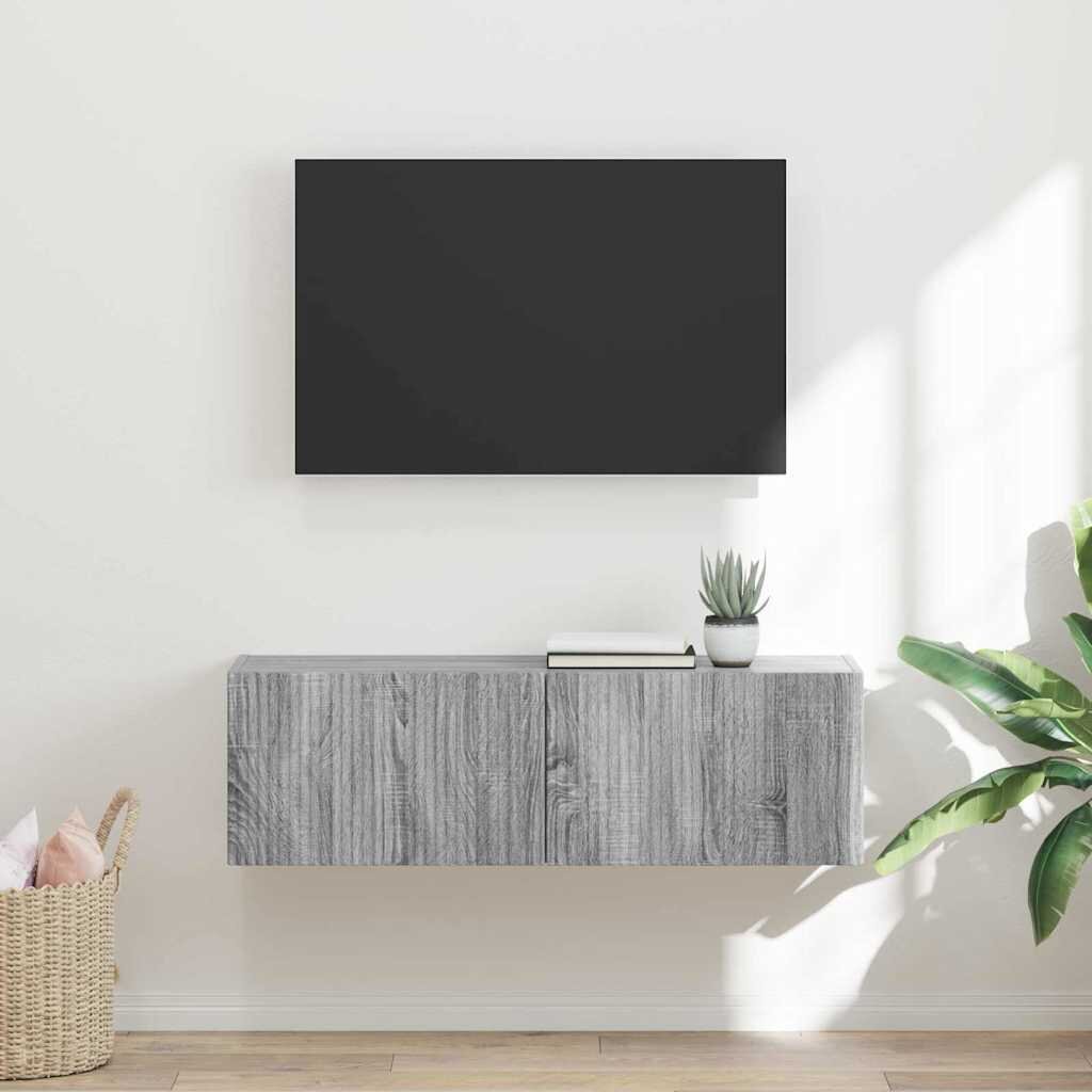 vidaXL TV стенен шкаф 98 x 31 x 295 см Сив Сонома Инженерна дървесина