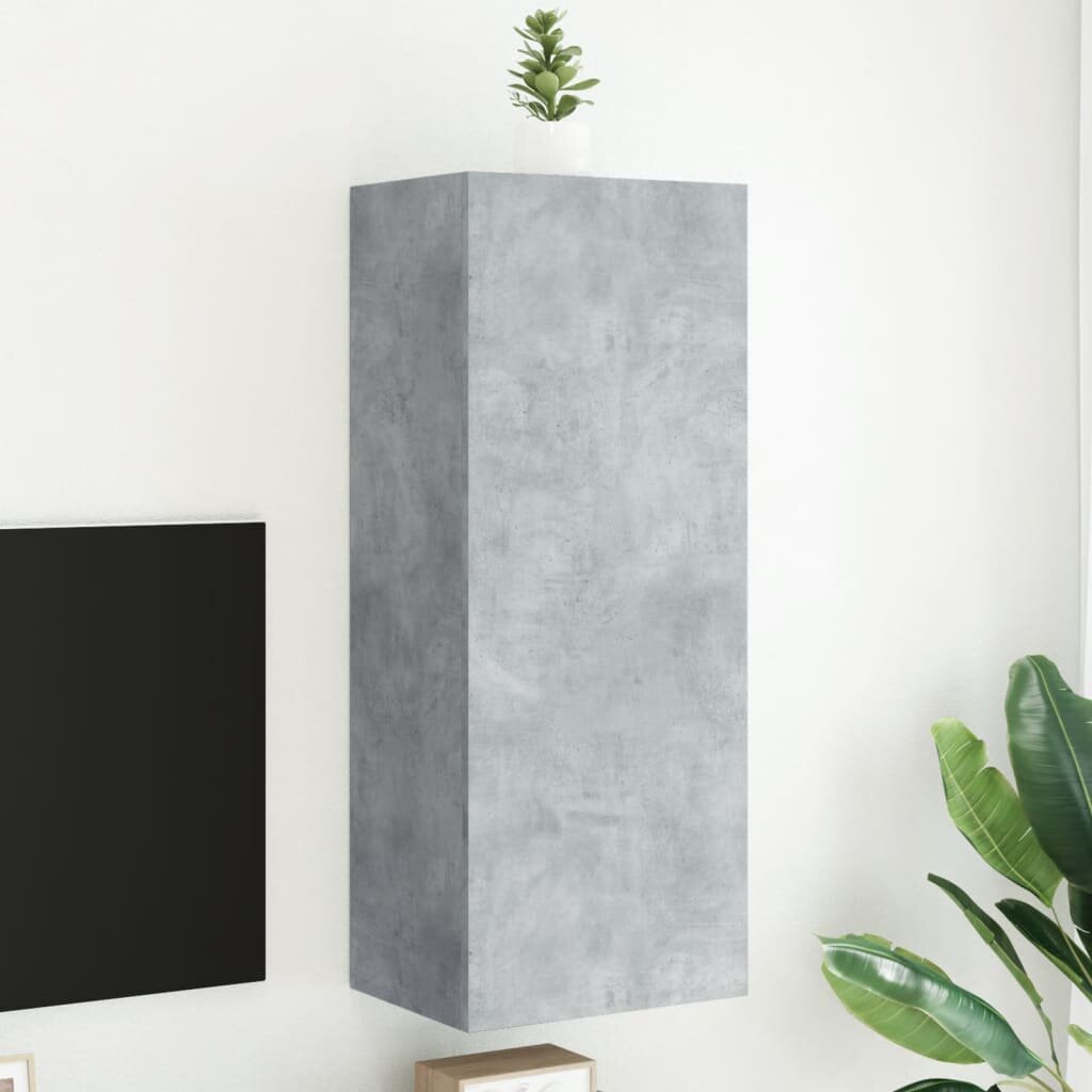 vidaXL ТВ стенен шкаф бетонно сив 405x30x102 см инженерно дърво