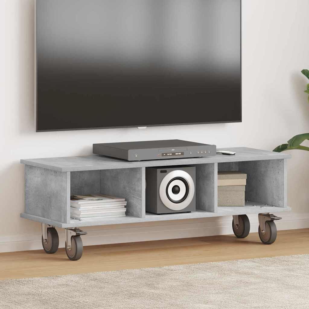 vidaXL ТВ стойка 100 x 35 x 35 см Циментено сиво Инженерна дървесина