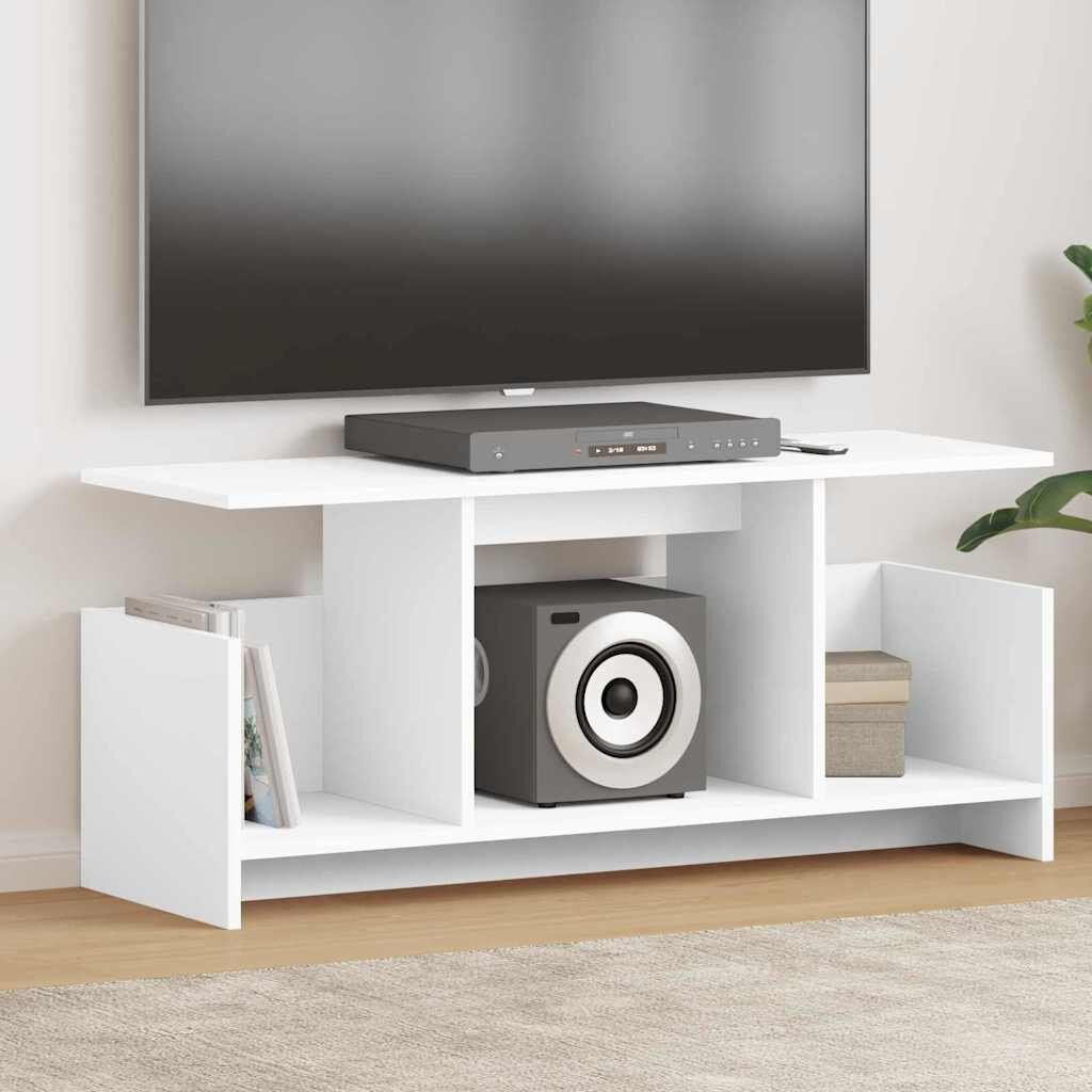 vidaXL ТВ стойка 102 x 35 x 45 см Бяло Инженерна дървесина