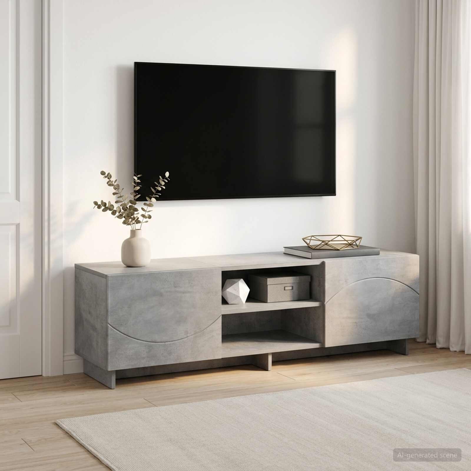 vidaXL ТВ стойка 140 x 345 x 40 см Бетонно сиво Инженерна дървесина