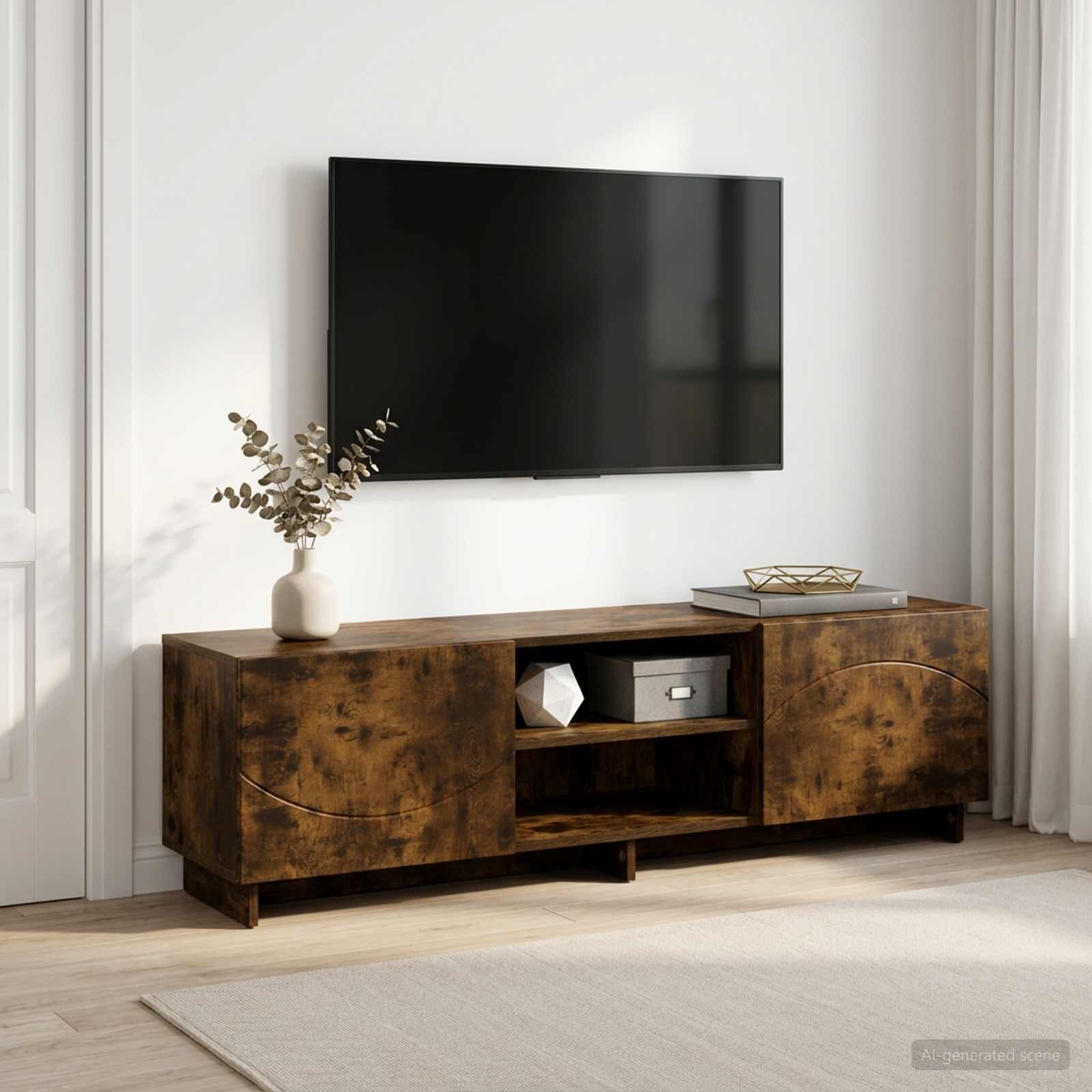 vidaXL ТВ стойка 140 x 345 x 40 см Опушен дъб Инженерна дървесина