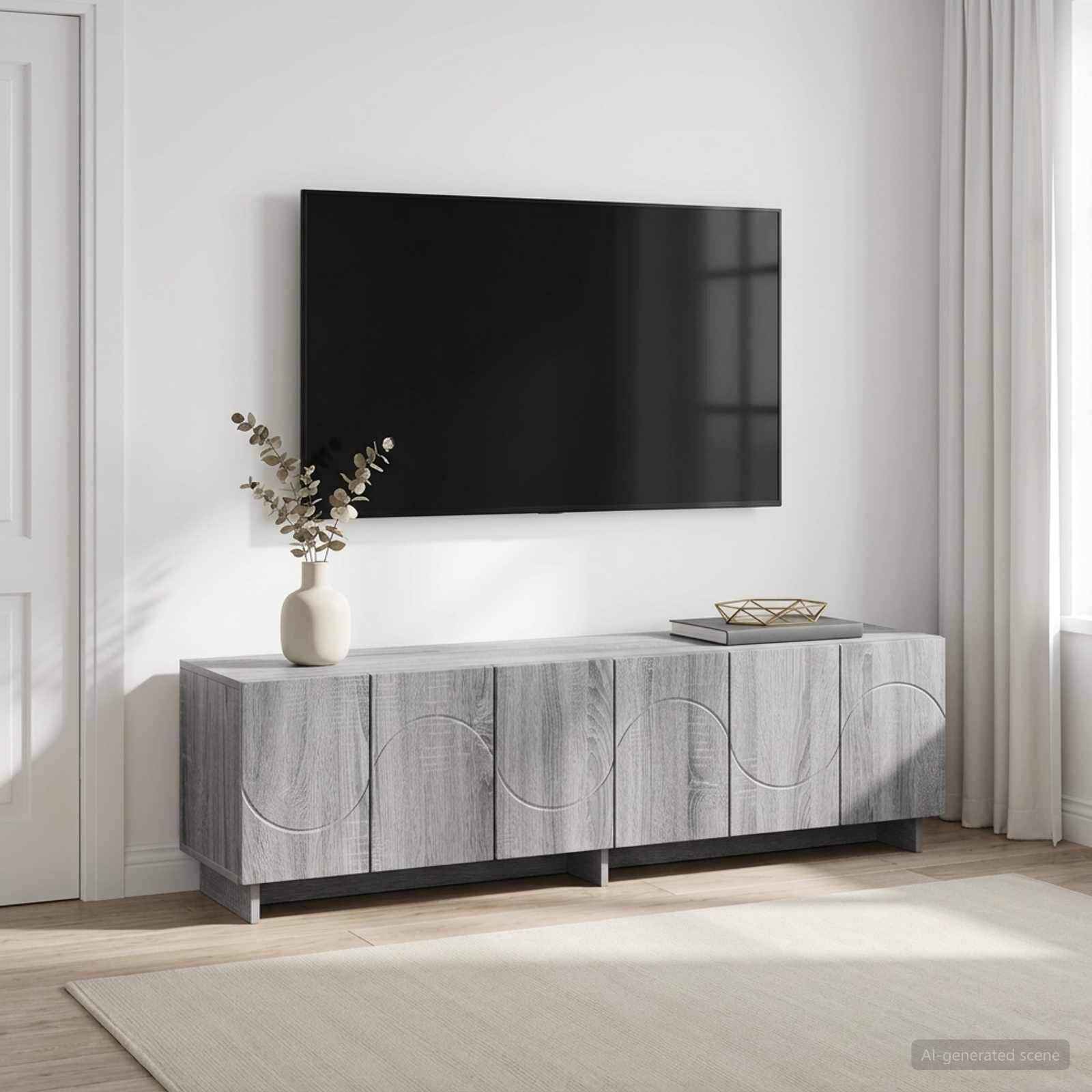 vidaXL ТВ стойка 140 x 345 x 40 см Сив Сонома Инженерна дървесина