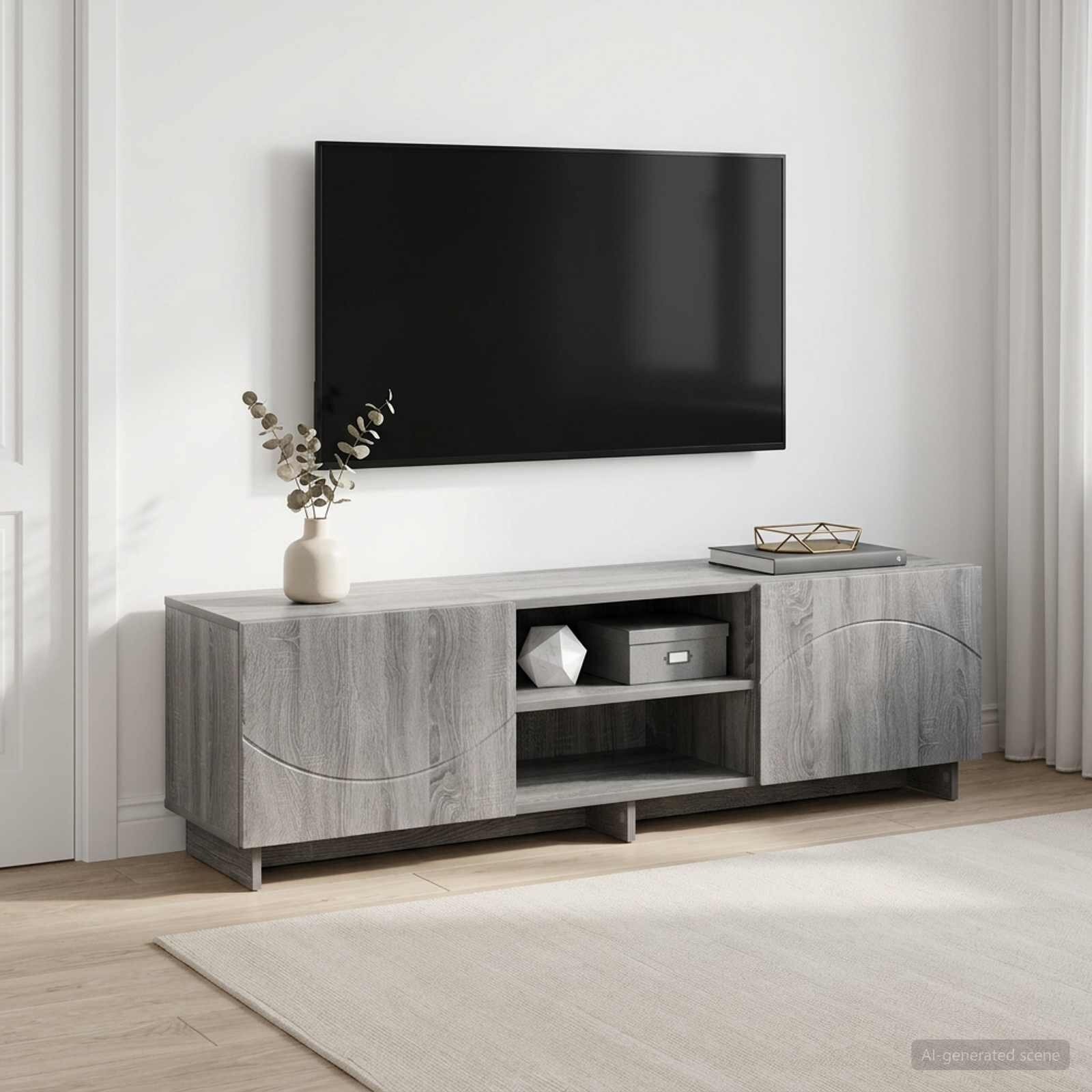 vidaXL ТВ стойка 140 x 345 x 40 см Сив Сонома Инженерна дървесина