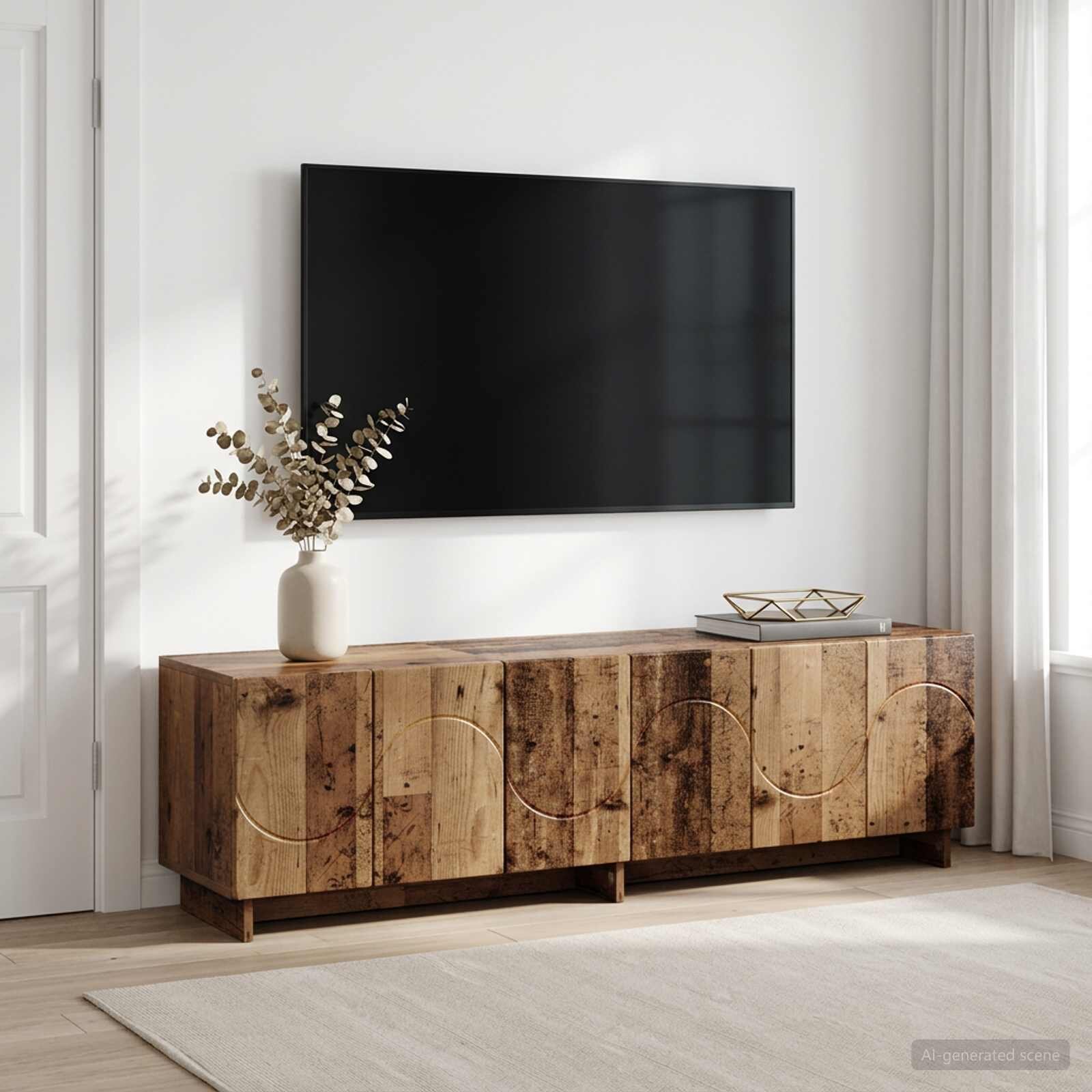 vidaXL ТВ стойка 140 x 345 x 40 см Старо дърво Инженерна дървесина
