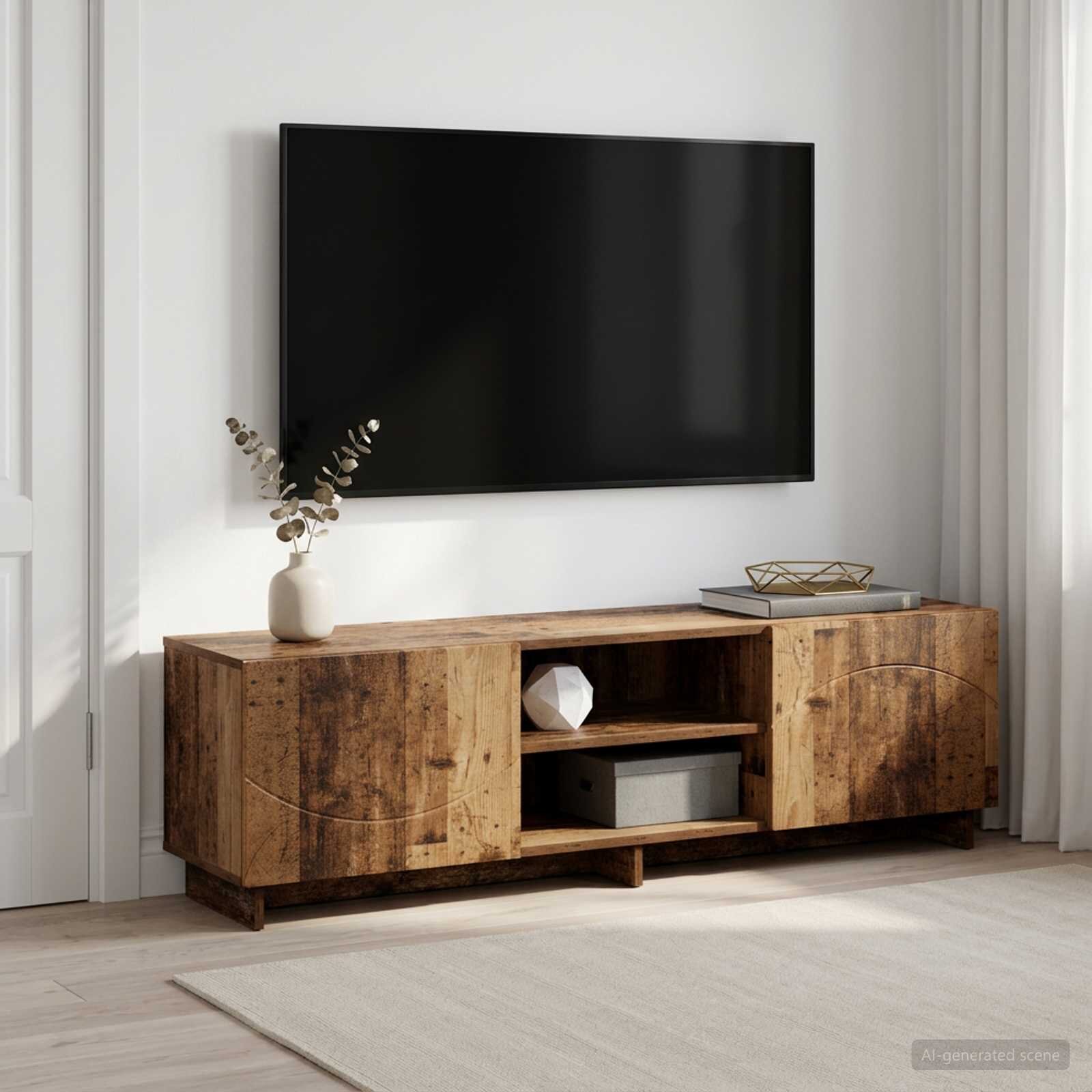 vidaXL ТВ стойка 140 x 345 x 40 см Старо дърво Инженерна дървесина