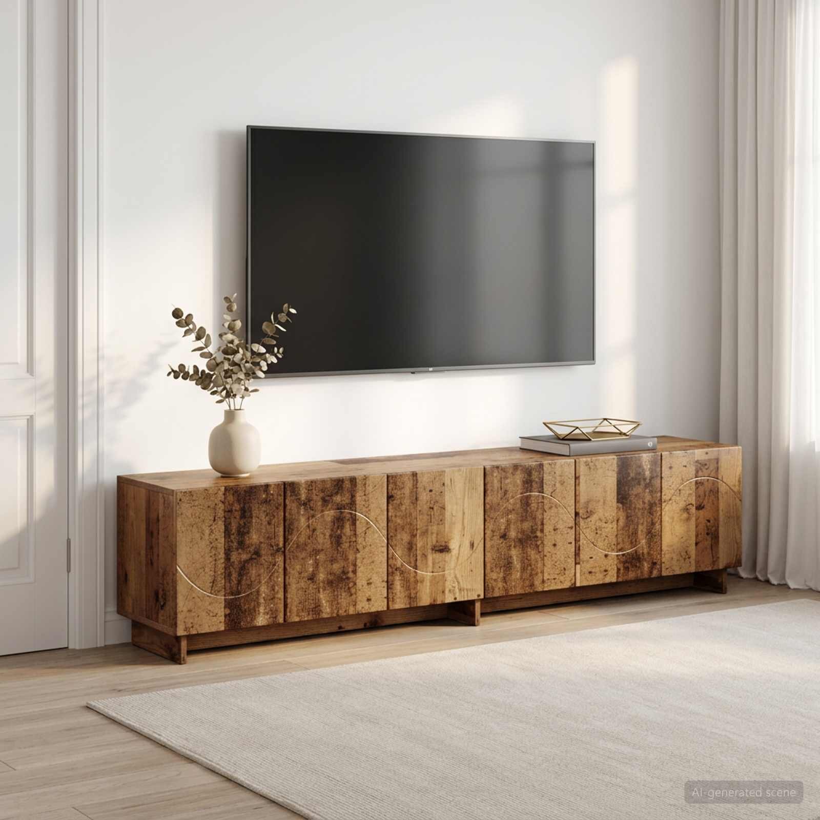 vidaXL ТВ стойка 179.5 x 34.5 x 40 cm Старо дърво Инженерна дървесина