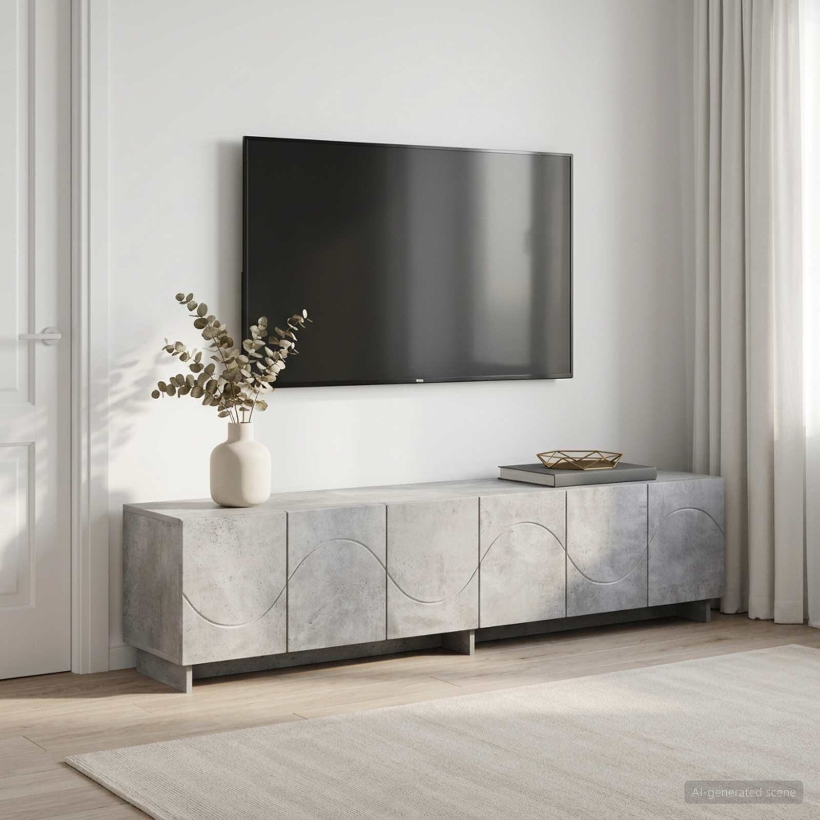 vidaXL ТВ стойка 180 x 345 x 40 cm Бетонно сиво Инженерна дървесина
