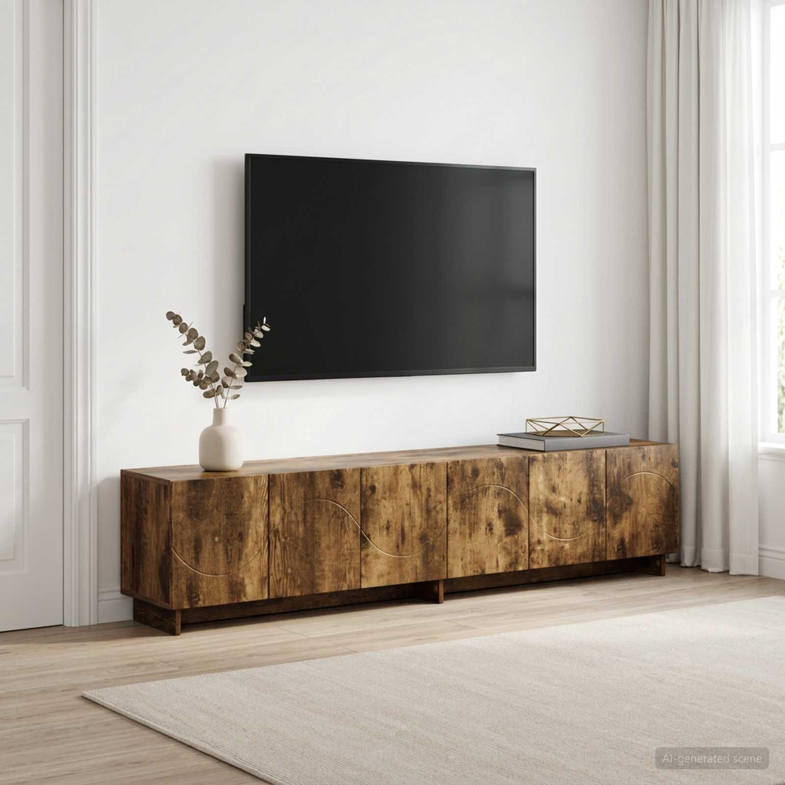 vidaXL ТВ стойка 180 x 345 x 40 cm Опушен дъб Инженерна дървесина