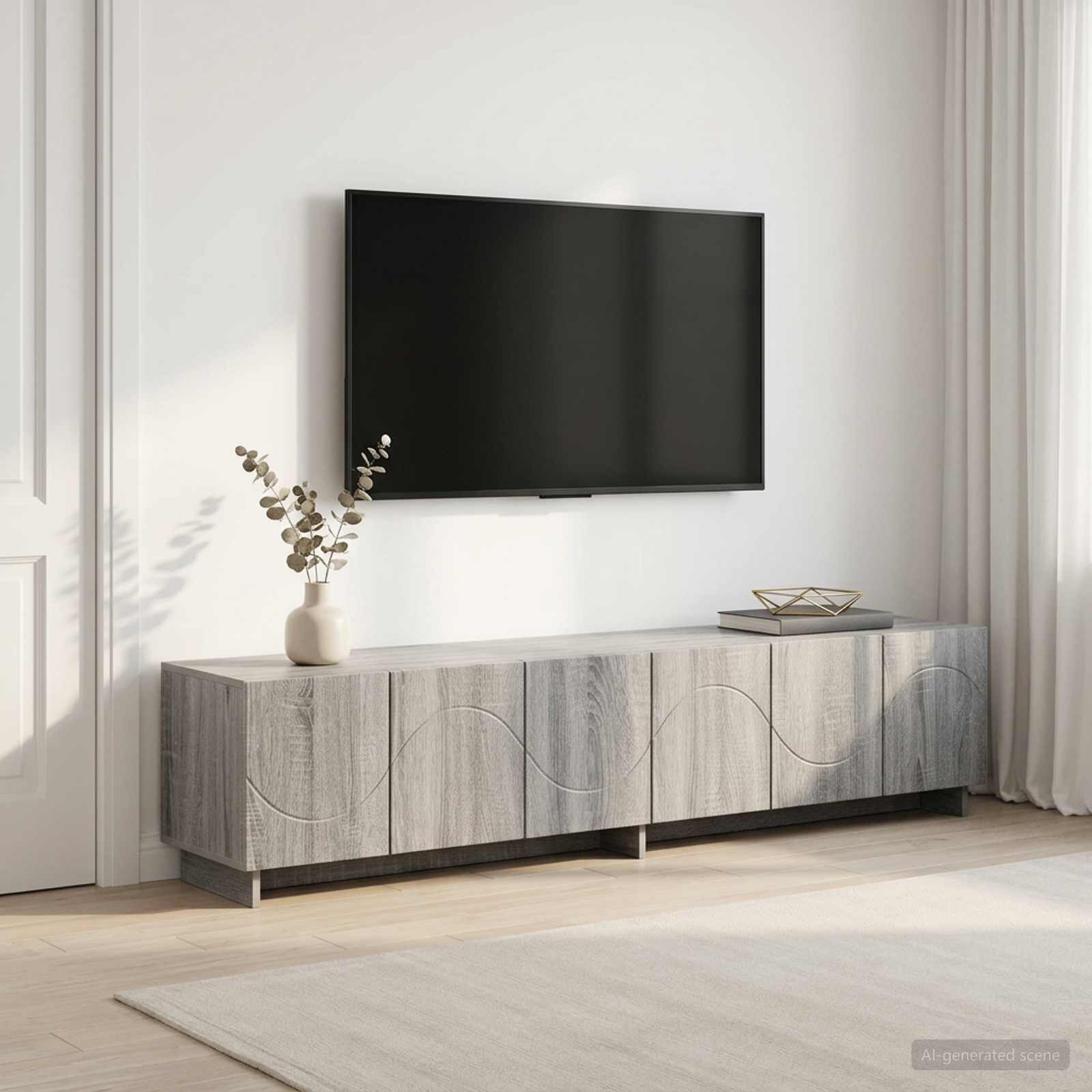 vidaXL ТВ стойка 180 x 345 x 40 cm Сив Сонома Инженерна дървесина