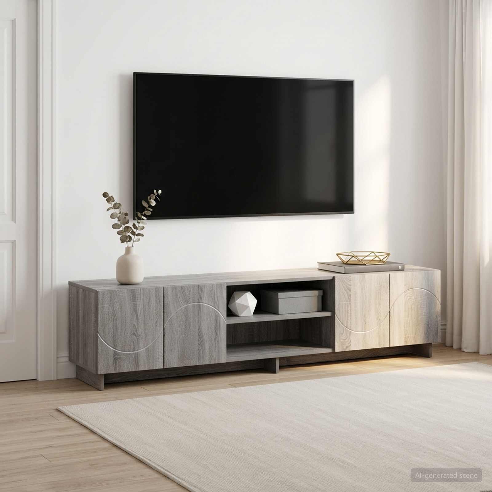 vidaXL ТВ стойка 180 x 345 x 40 см Сив Сонома Инженерна дървесина