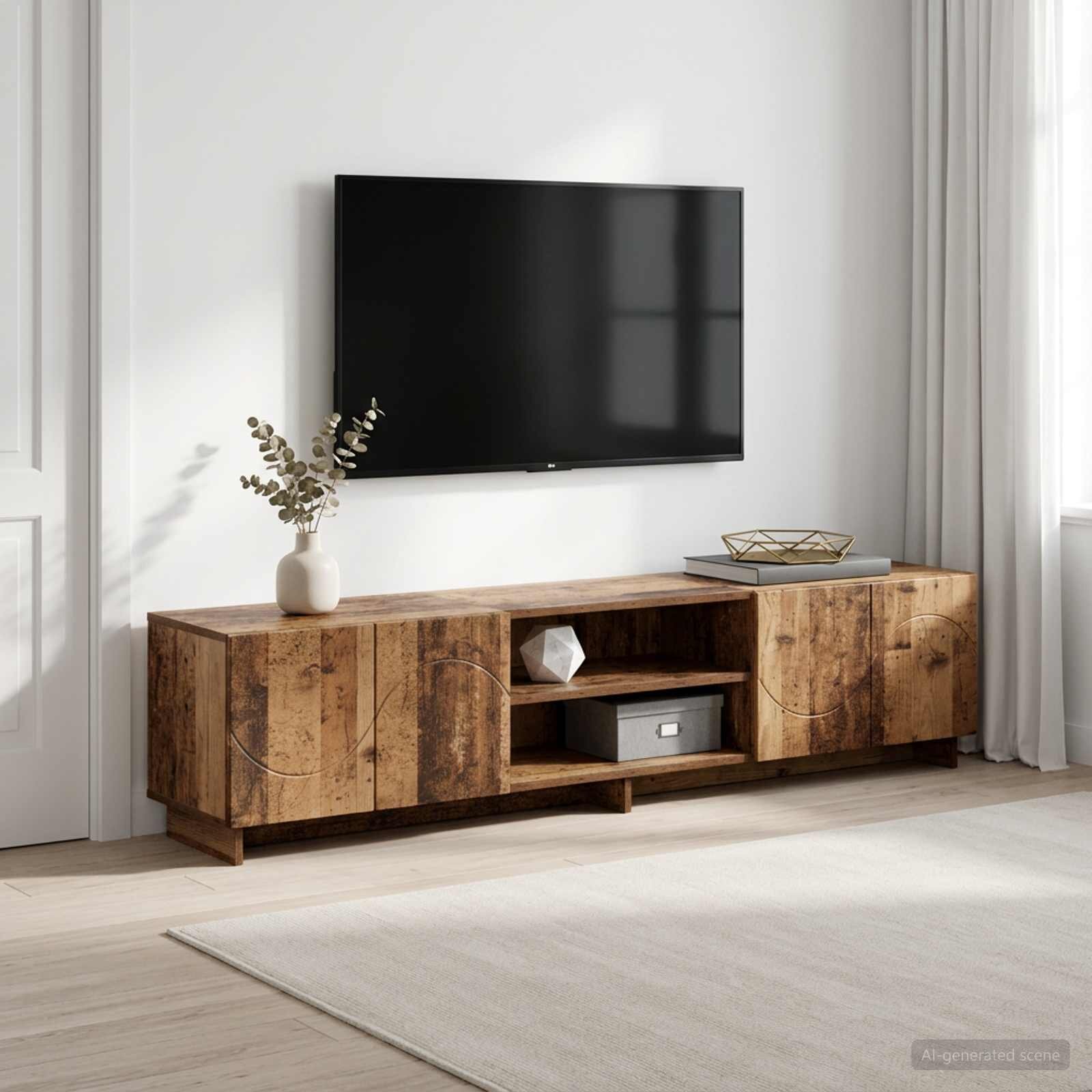 vidaXL ТВ стойка 180 x 345 x 40 см Старо дърво Инженерна дървесина