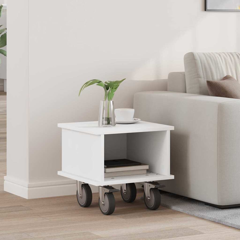 vidaXL ТВ стойка 37 x 35 x 35 см Бяло Инженерна дървесина