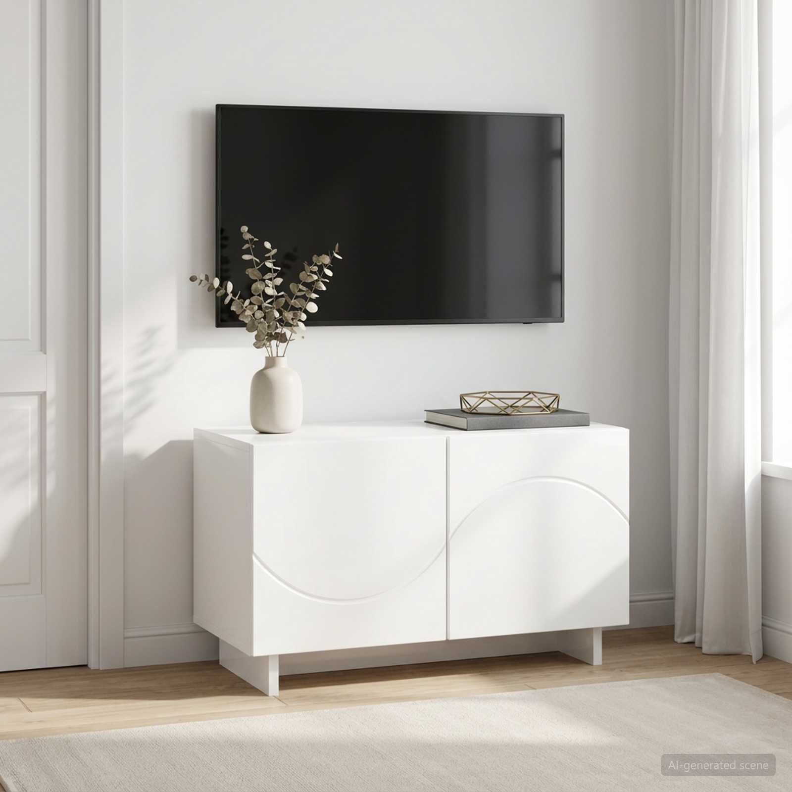 vidaXL ТВ стойка 60 x 34.5 x 40 cm Бял гланц Инженерна дървесина