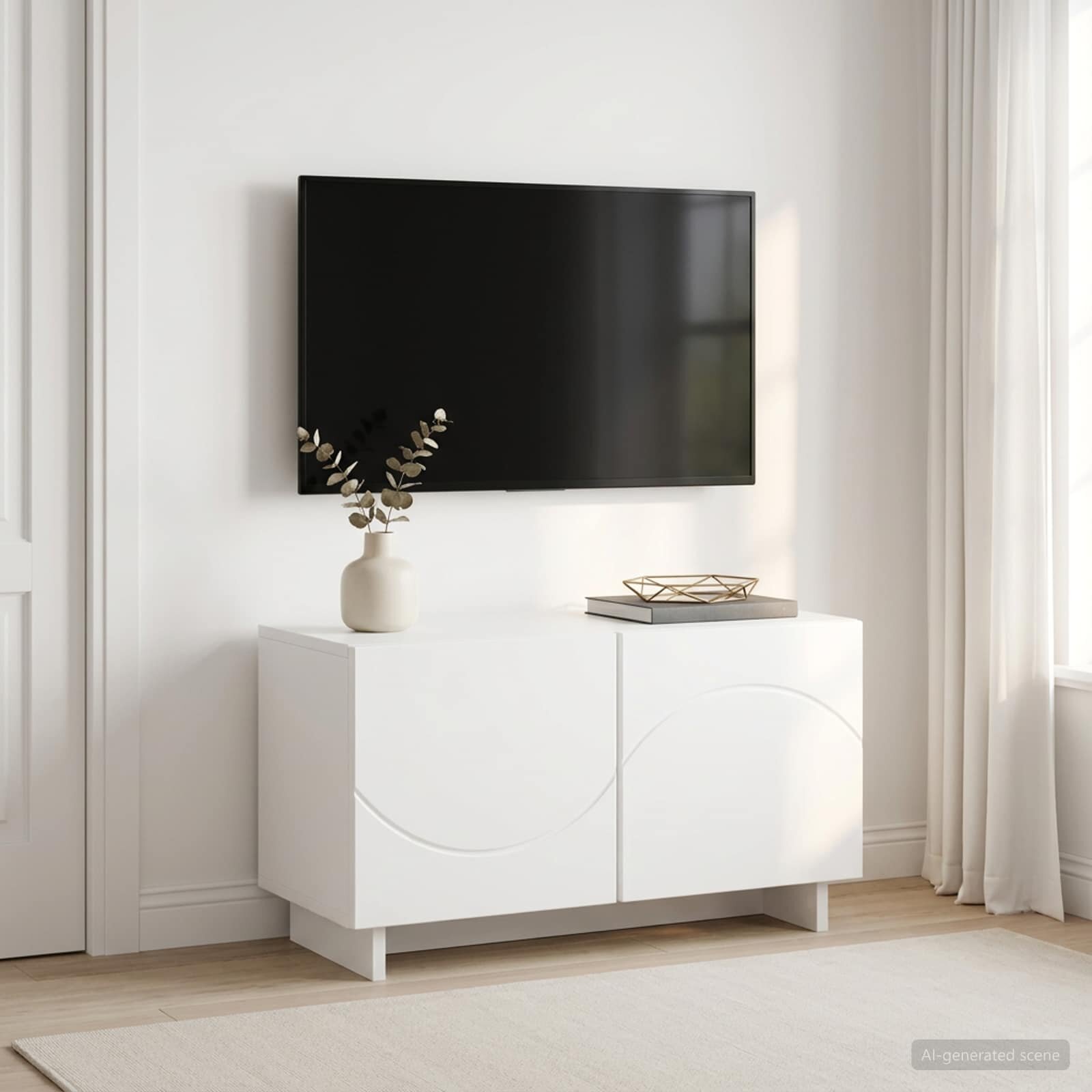 vidaXL ТВ стойка 60 x 34.5 x 40 cm Бяло Инженерна дървесина