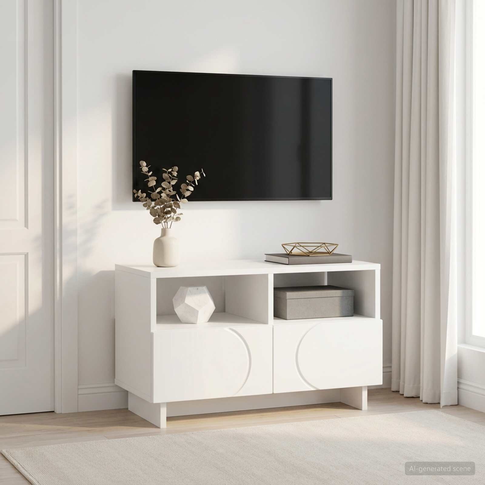 vidaXL ТВ стойка 60 x 34.5 x 40 cm Бяло Инженерна дървесина