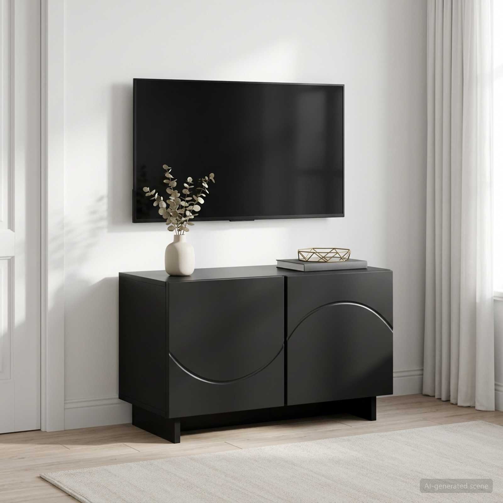 vidaXL ТВ стойка 60 x 34.5 x 40 cm Черно Инженерна дървесина