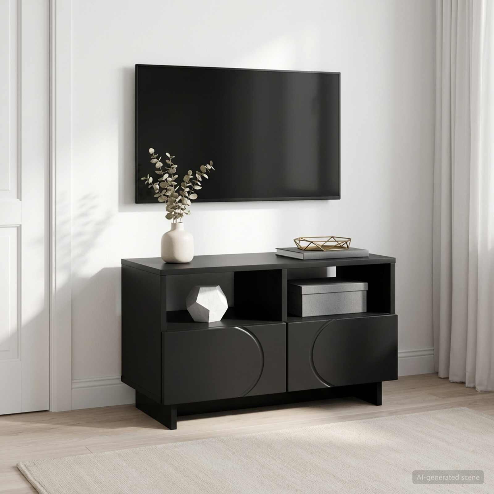 vidaXL ТВ стойка 60 x 34.5 x 40 cm Черно Инженерна дървесина