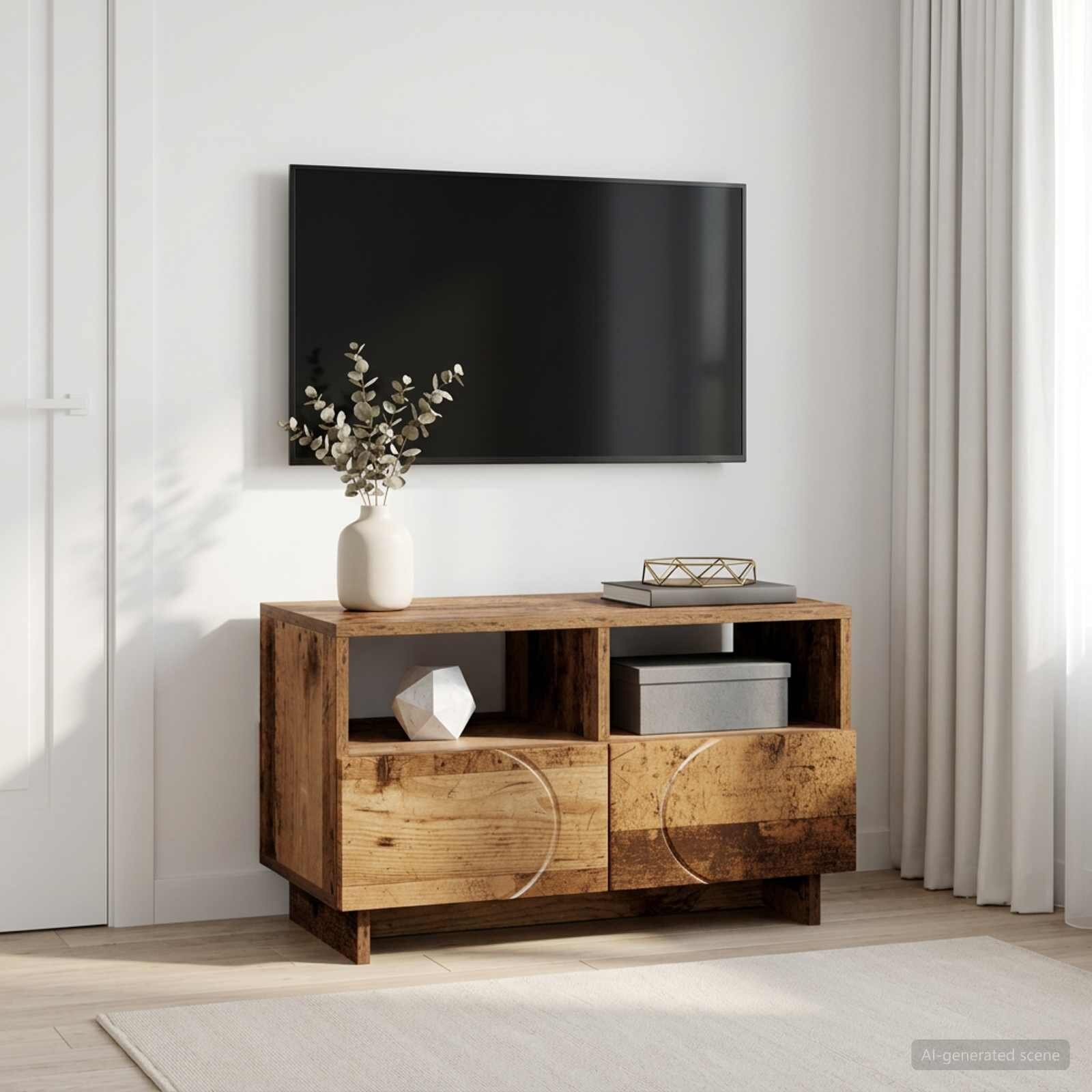 vidaXL ТВ стойка 60 x 34.5 x 40 cm Старо дърво Инженерна дървесина